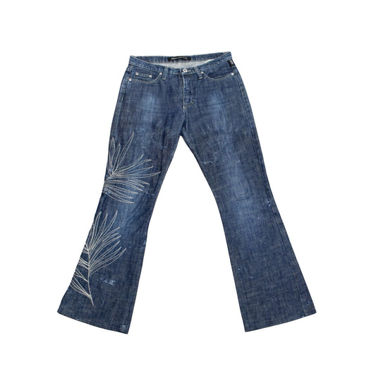 Versace Jeans Couture Flare Embroidered Jeans Blue Italy Women’s IT 40 US 4