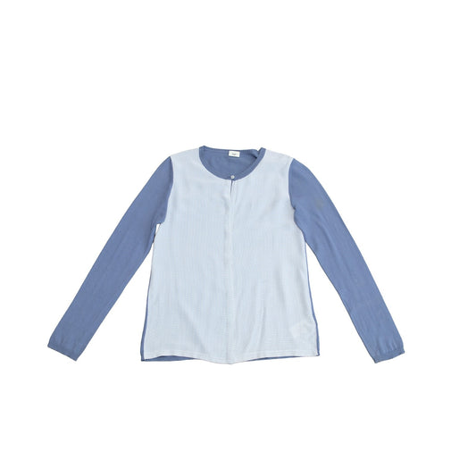 Fendi Blue FF Logo Silk Cotton Cardigan Sweater Petite Women’s XXS XS