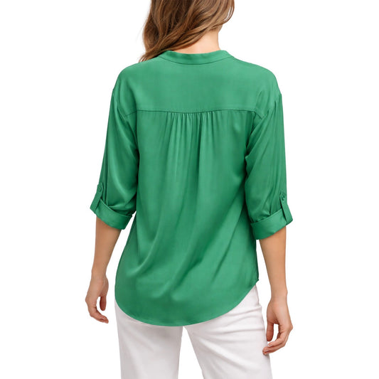 Milly Green Silk Blouse Top Size 0