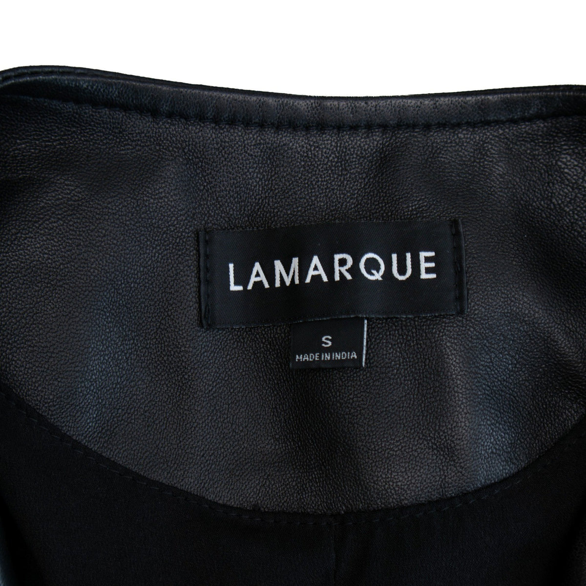 465$ Lamarque Kirsi Black Lamb Leather Cropped Moto Jacket Short Sleeve SizeS