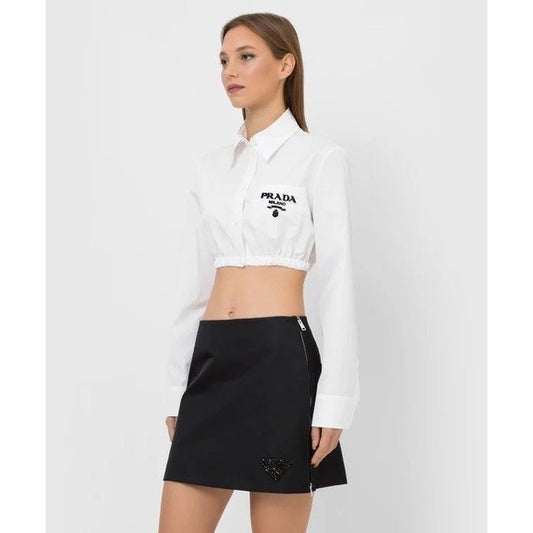 $1450 Prada Milano Cropped Button-Up Shirt – White – Size IT 40 (Women's)