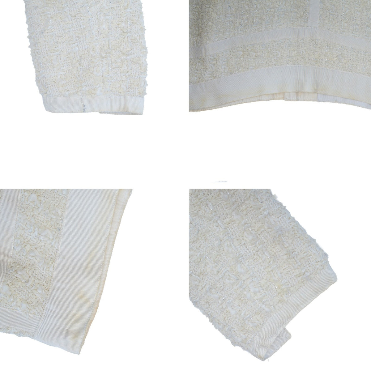 Chanel Vintage Cruise 1992 White Tweed Camellia Flower Jacket Suit Size 34