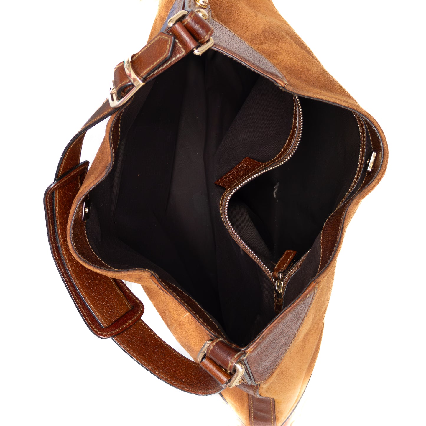 Gucci Brown Suede & Leather Horsebit Hasler Hobo Shoulder Bag