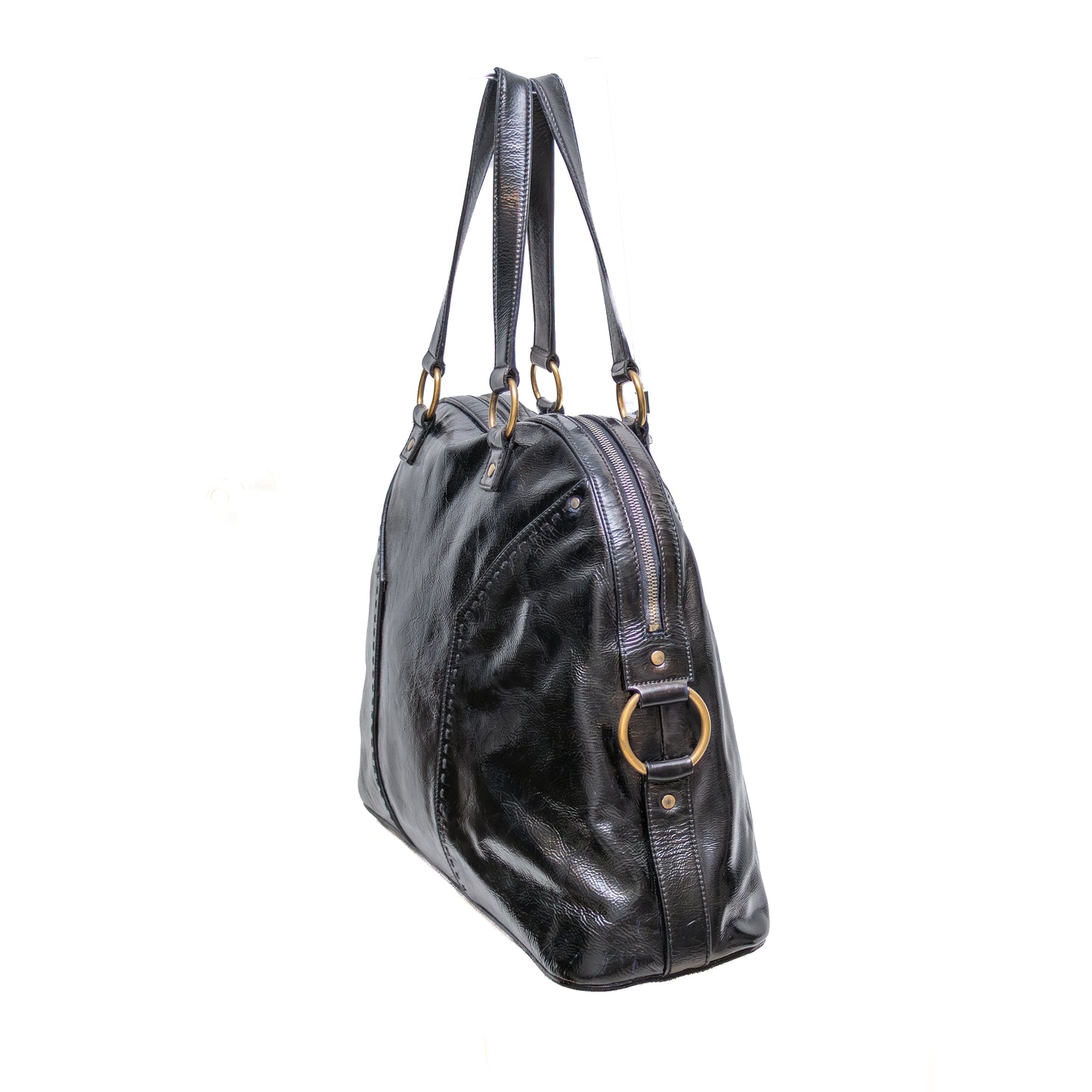 Yves Saint Laurent Muse Black Patent Leather Bag – Large Dome Satchel