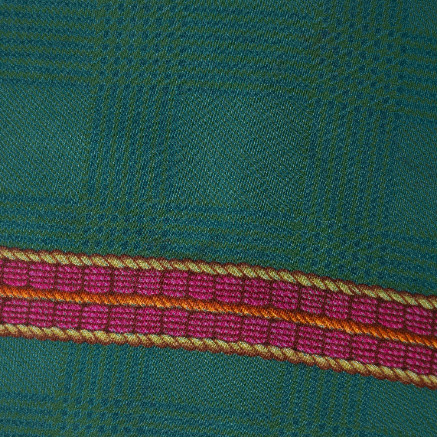 Chanel Vintage Green & Magenta 100% Silk Scarf – Made in Italy – Square Pattern – 33” x 33”