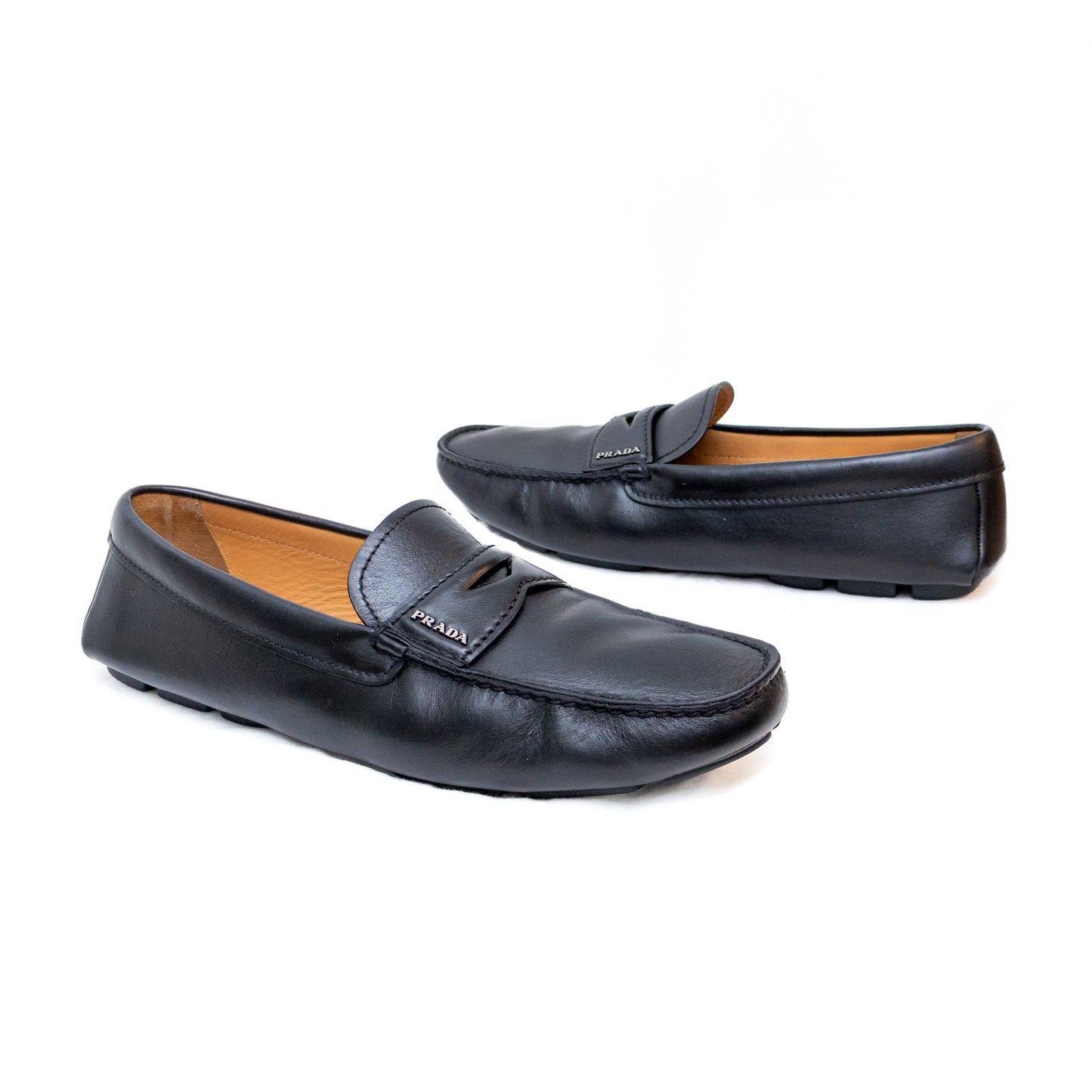 Prada Men’s Black Leather Driving Loafers – Size UK 8.5 / US 9.5