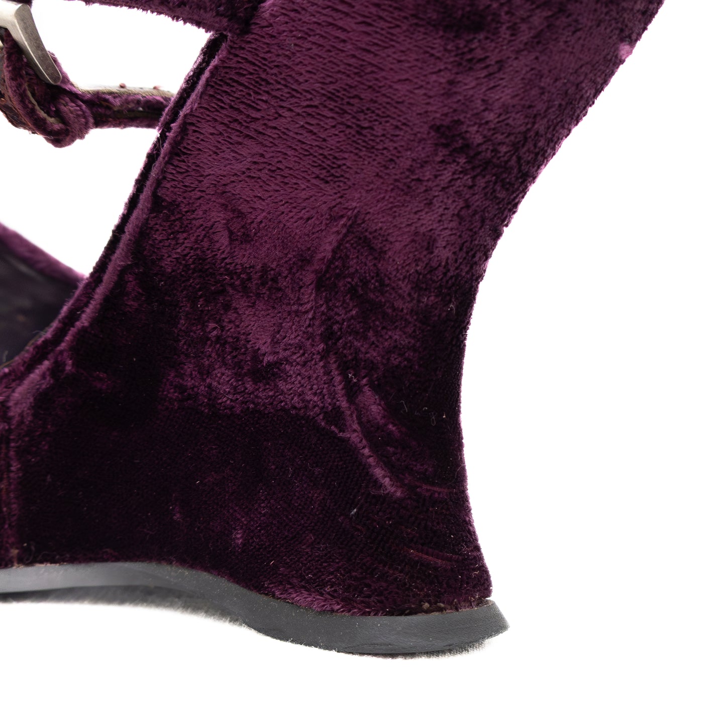 Prada Purple Velvet Sculptural Wedge Sandals – Size US 7 / UK 4.5 / EU 37 – Crystal Embellished