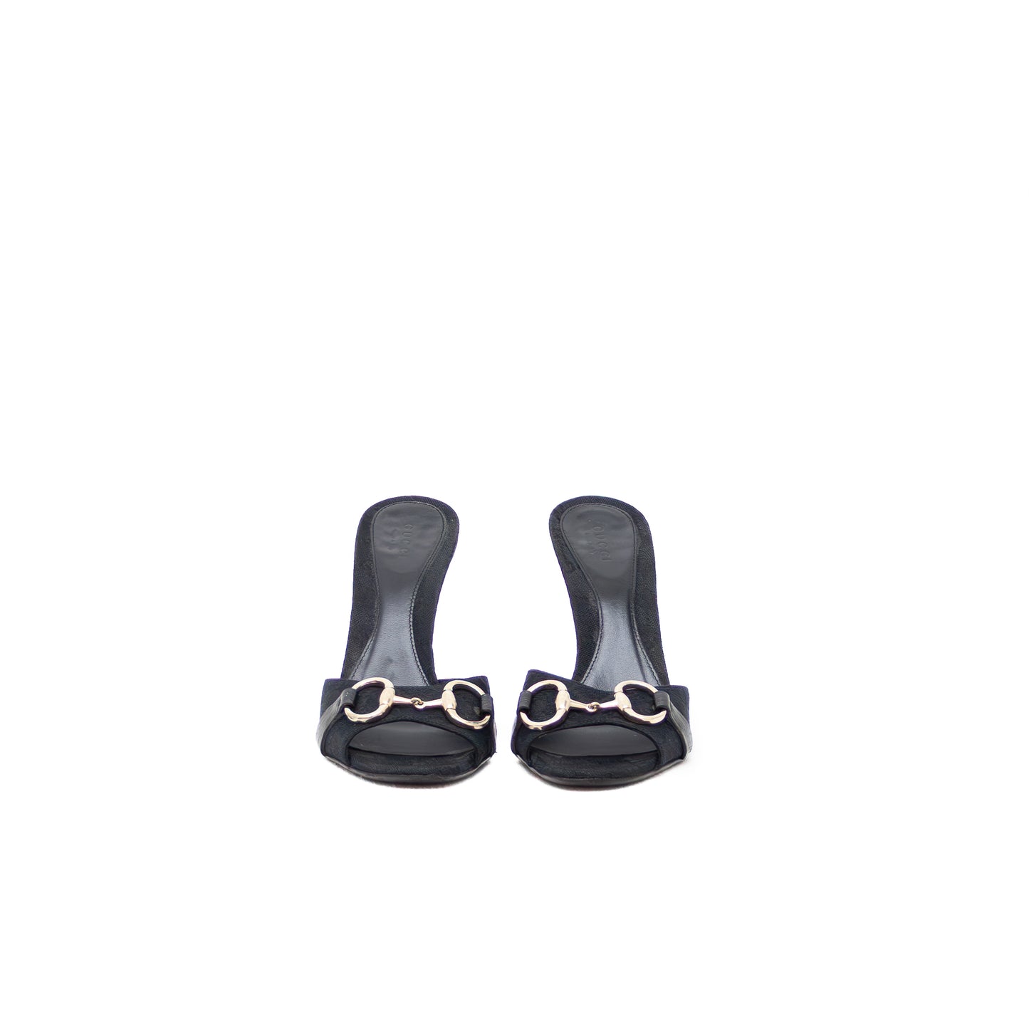 Gucci Black Monogram Canvas Horsebit Mule Sandals – Size US 7.5 / UK 5 / EU 38