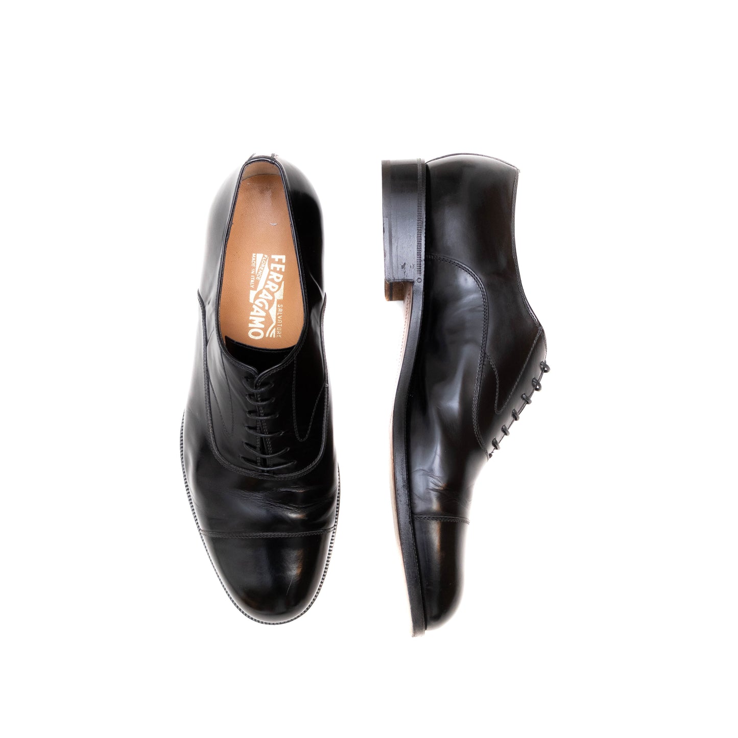 Ferragamo Padova Black Calf LeatherCap Toe Oxford Men's Shoes SZ US 11E