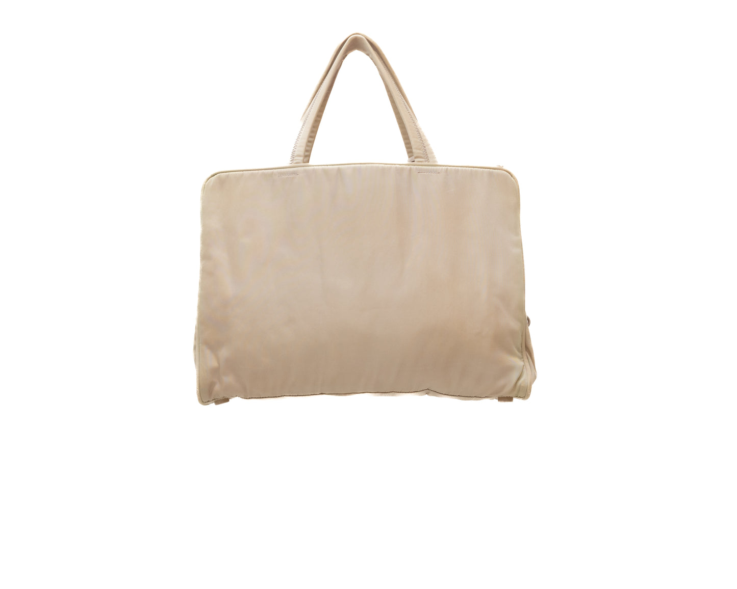 RARE PRADA LOGO TESSUTO NYLON DOUBLE HANDLE HANDBAG PADLOCK KEYS BEIGE