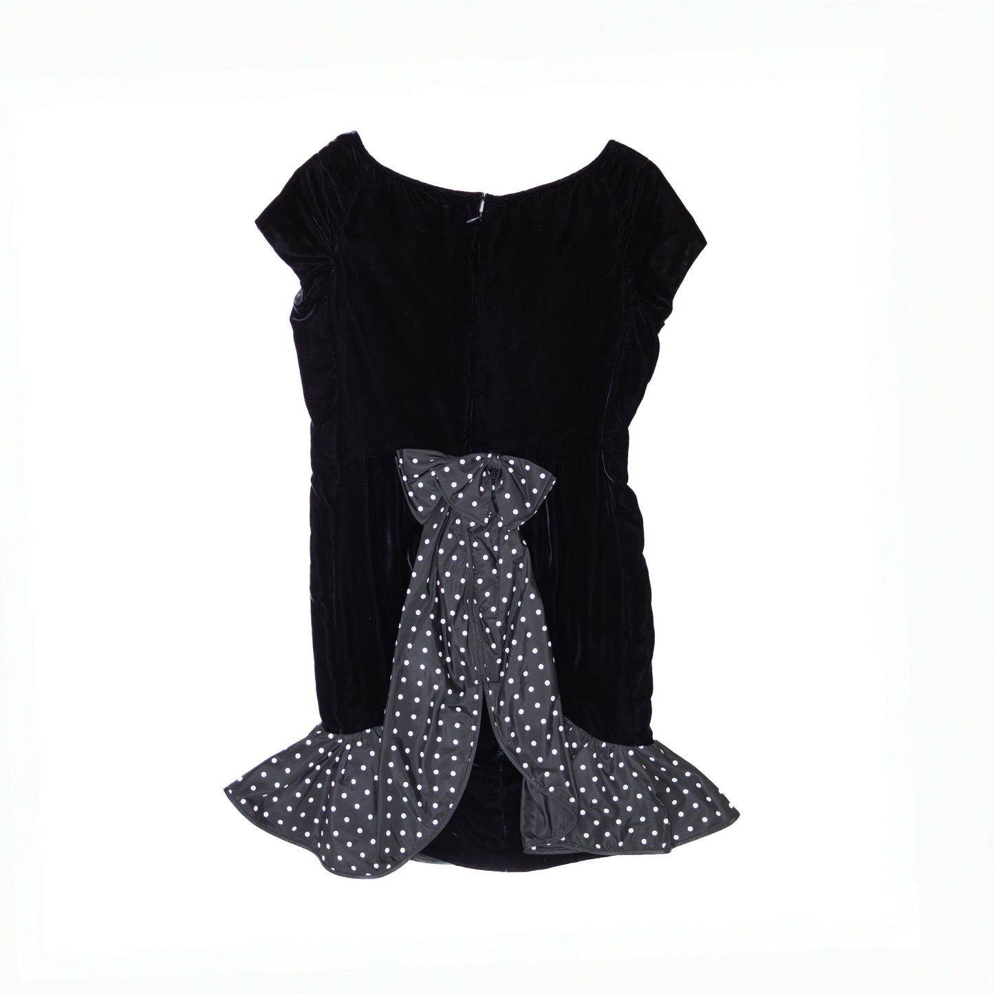 Vintage Valentino Night Black Velvet Polka Dot Cocktail Dress – Size 6 – Made in Italy