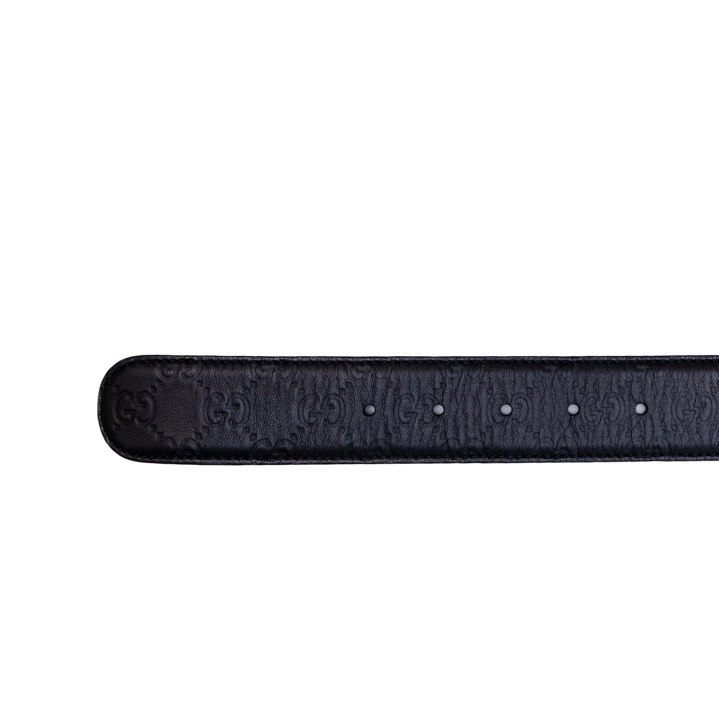 Gucci Black Leather GG Embossed Belt with Gold-Tone Buckle – Size 80/32