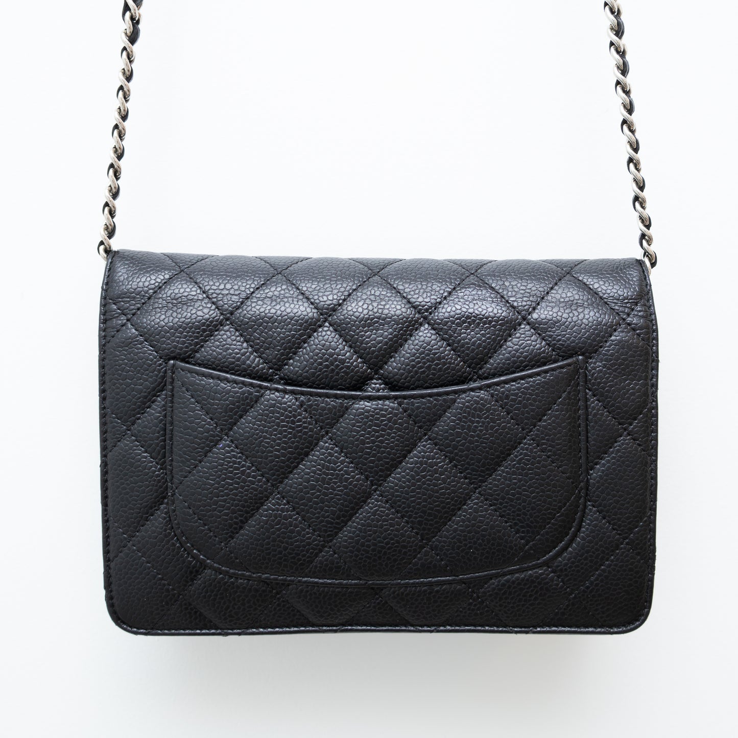 Chanel Black Caviar Wallet On Chain Bag with Silver-Tone Hardware