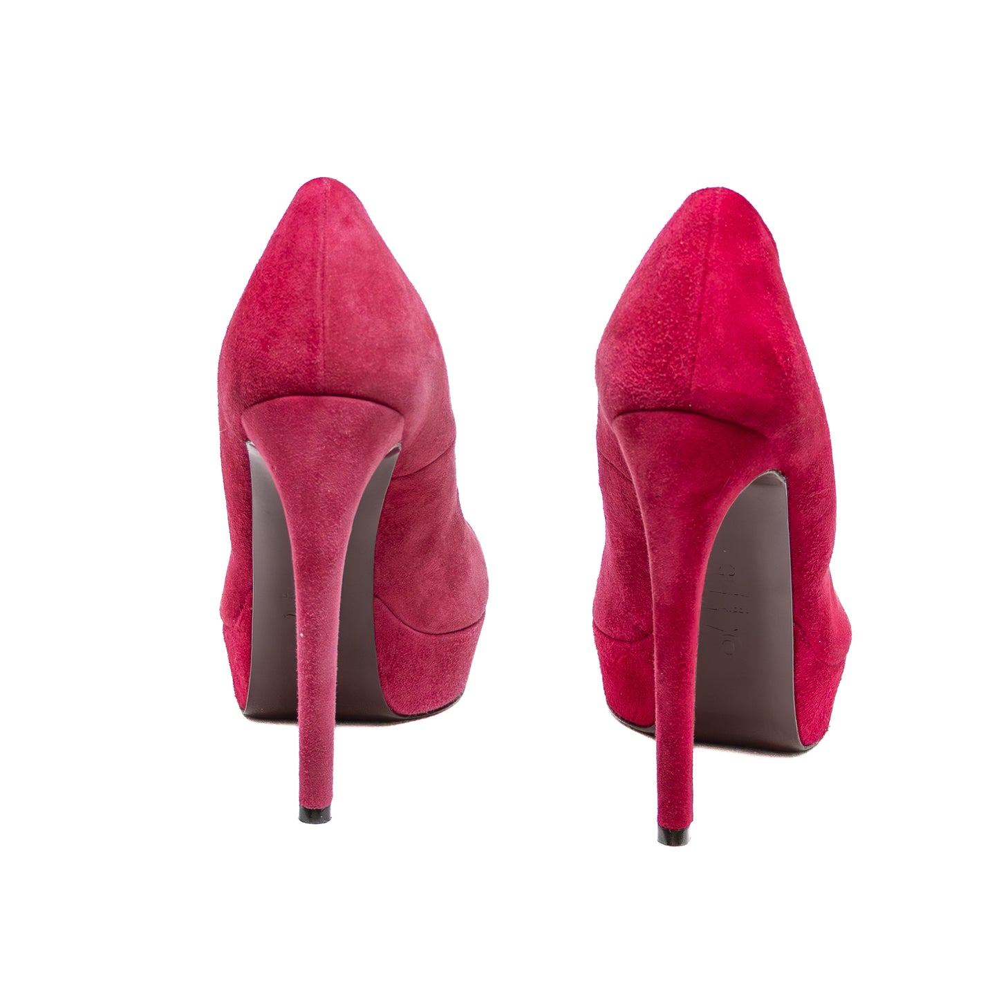 Alexander McQueen Fuchsia Suede Peep Toe Platform Heels – Size 37 (US 7 / UK 4 / EU 37)