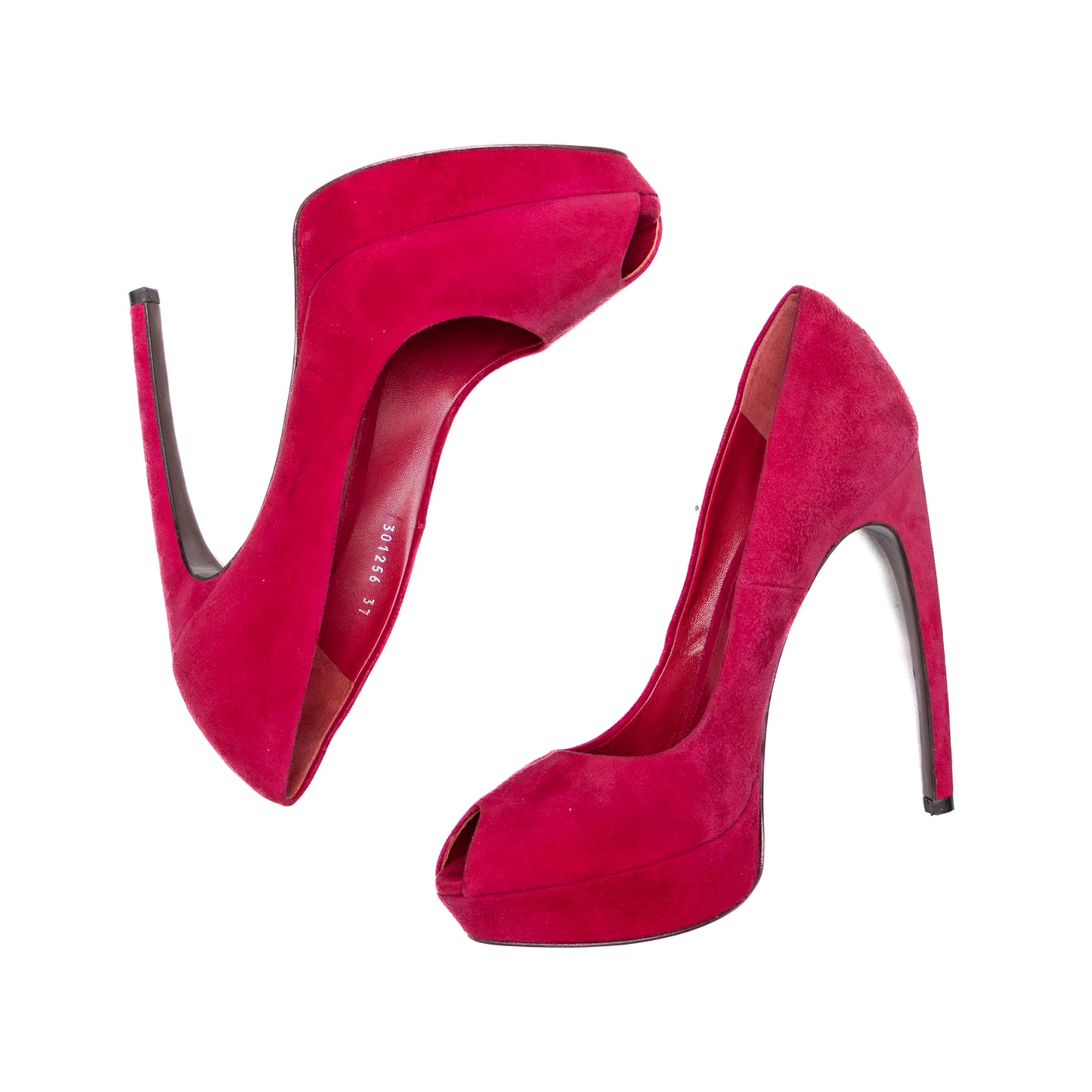 Alexander McQueen Fuchsia Suede Peep Toe Platform Heels – Size 37 (US 7 / UK 4 / EU 37)