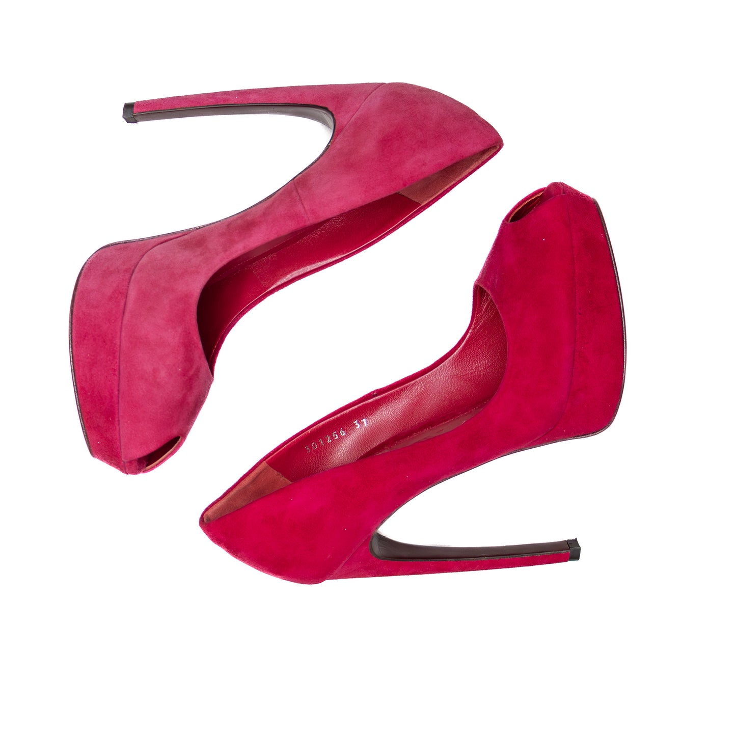 Alexander McQueen Fuchsia Suede Peep Toe Platform Heels – Size 37 (US 7 / UK 4 / EU 37)