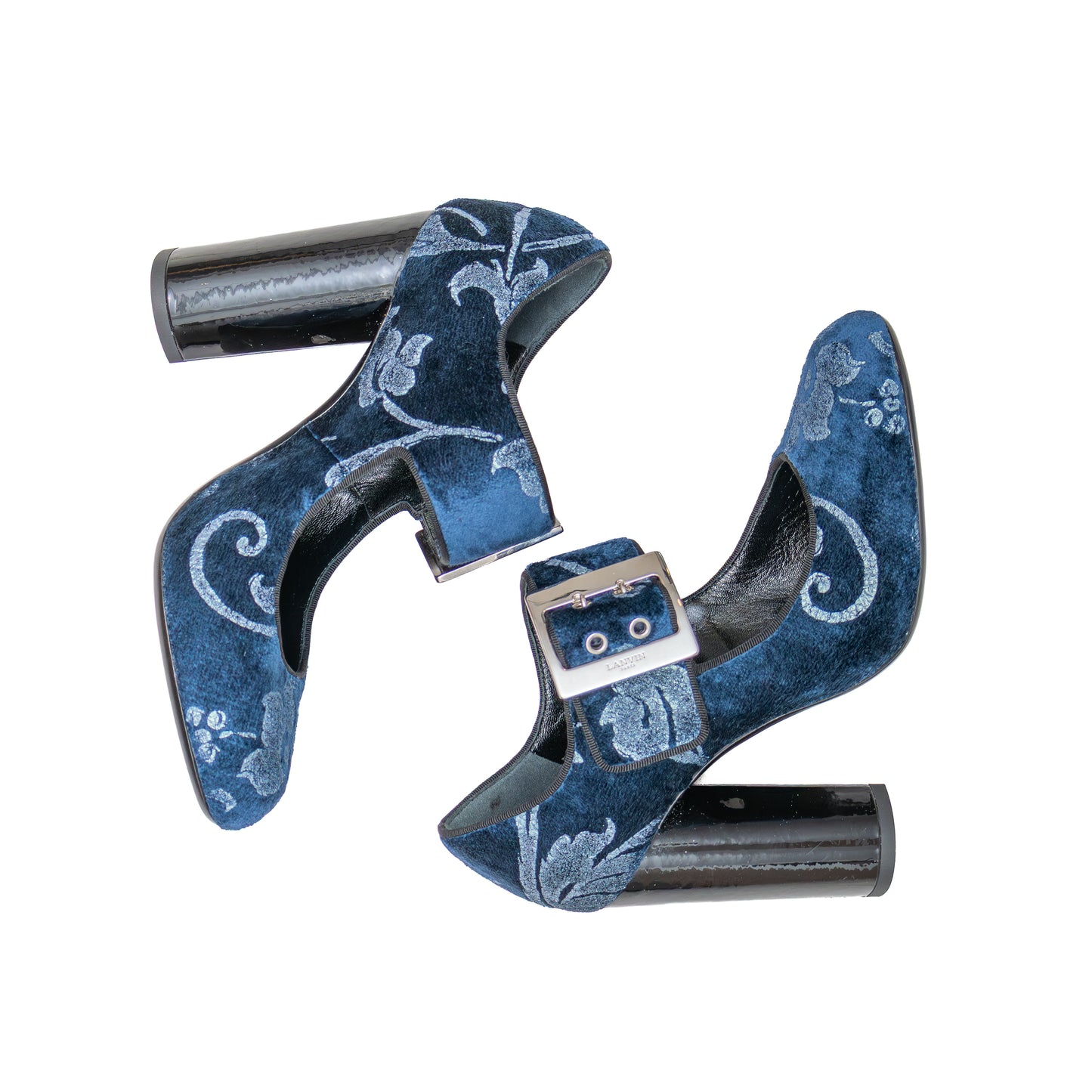 Lanvin Paris Blue Velvet “Sierra” Mary Jane Heels – Size EU 37 / US 7