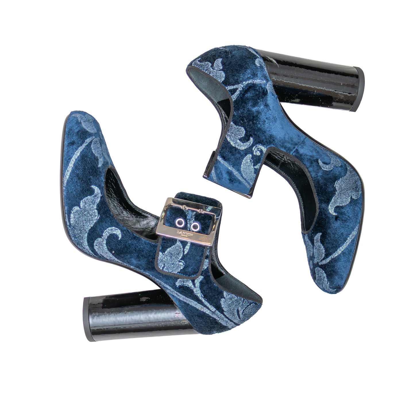 Lanvin Paris Blue Velvet “Sierra” Mary Jane Heels – Size EU 37 / US 7
