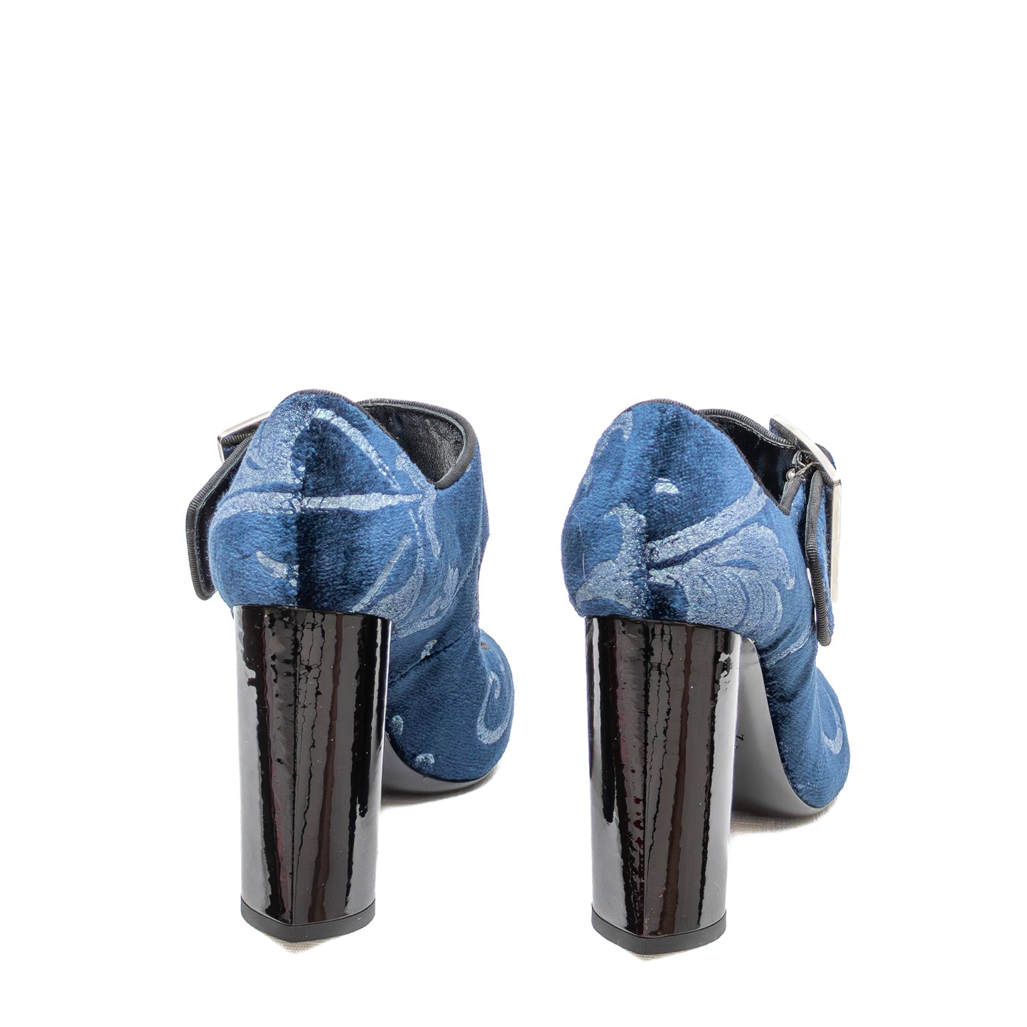 Lanvin Paris Blue Velvet “Sierra” Mary Jane Heels – Size EU 37 / US 7