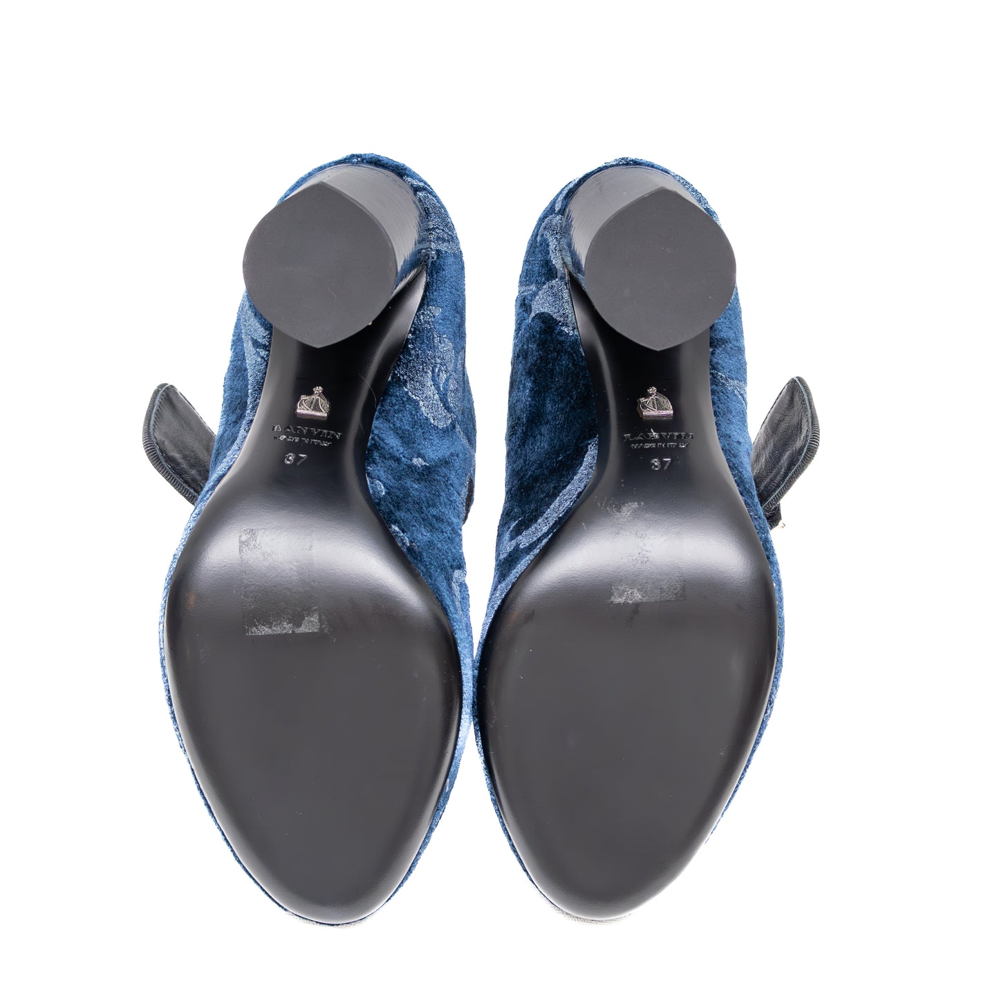Lanvin Paris Blue Velvet “Sierra” Mary Jane Heels – Size EU 37 / US 7