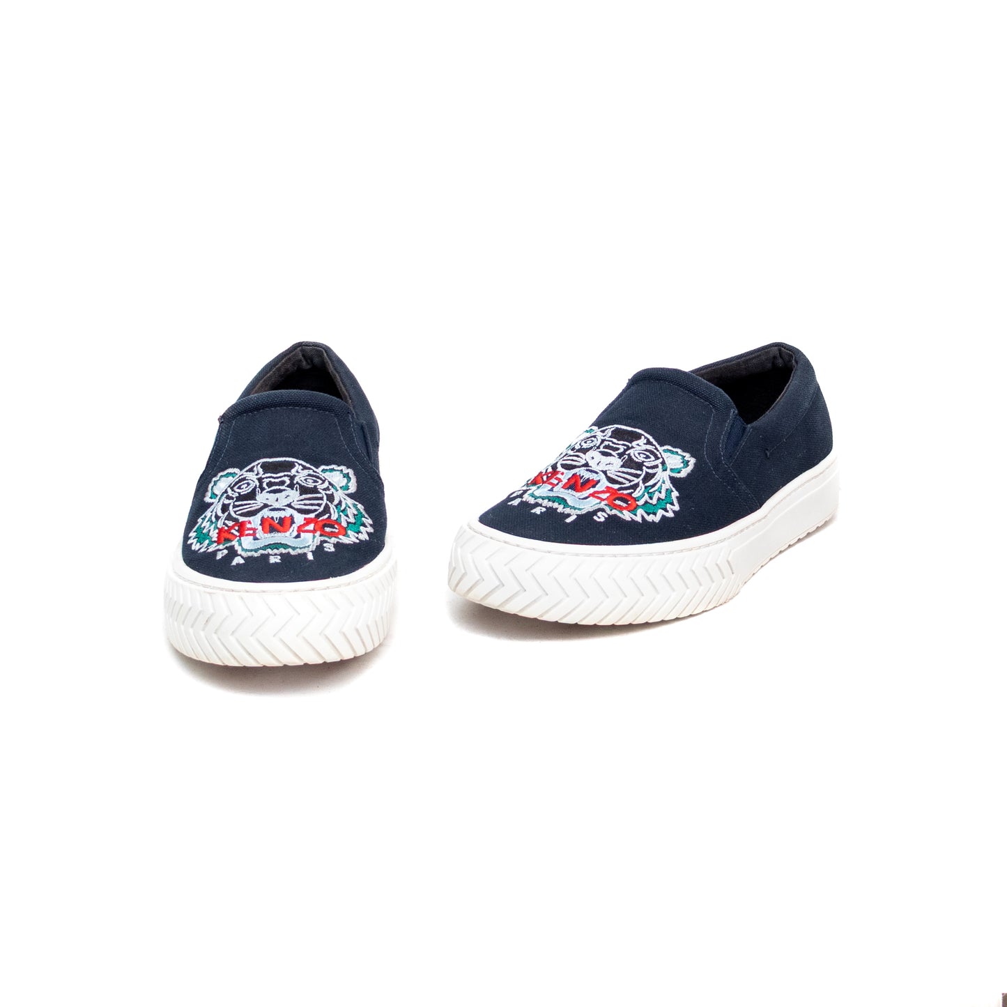 Women's Kenzo Paris Tiger Embroidered Slip-On Sneakers β Navy Blue US 7.5