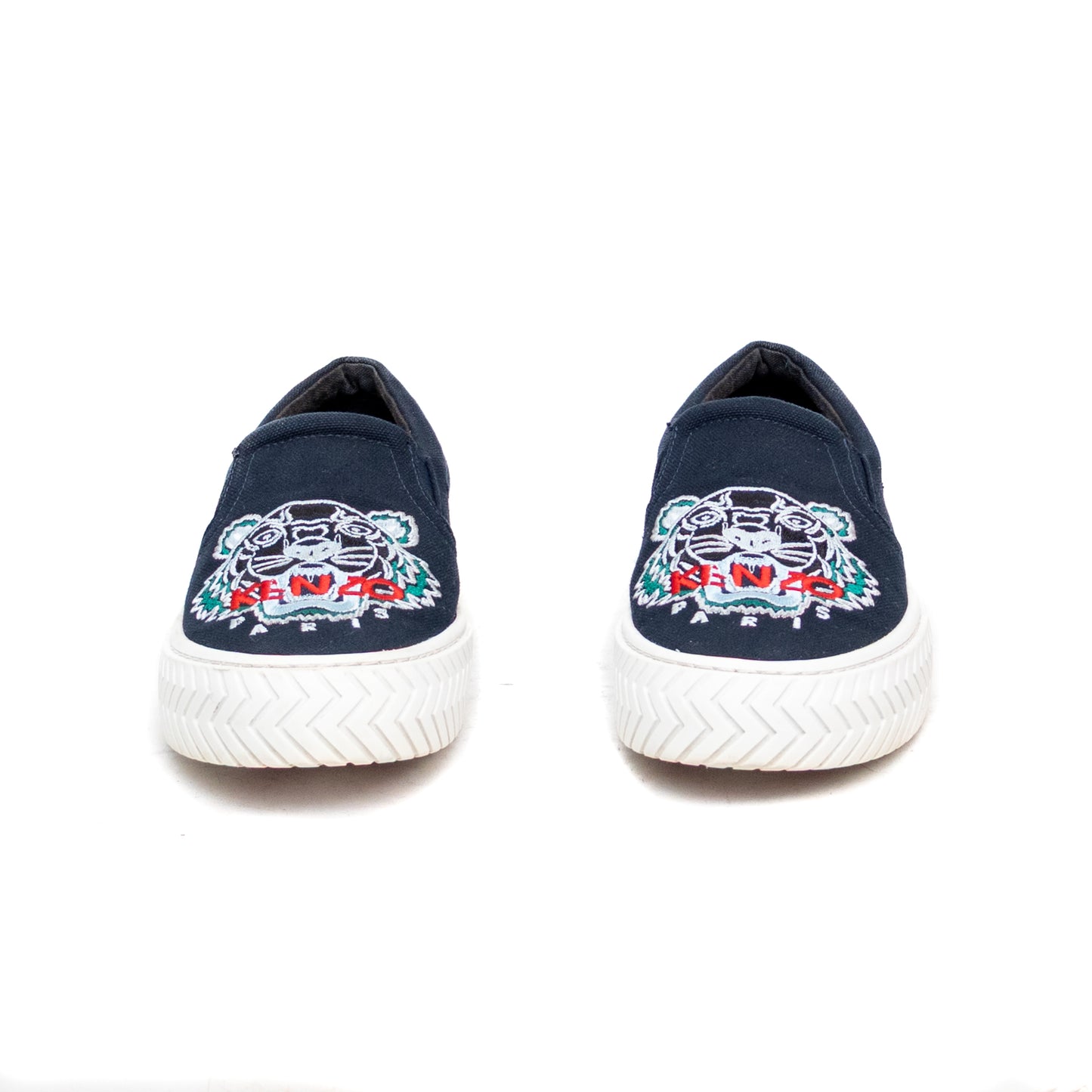 Women's Kenzo Paris Tiger Embroidered Slip-On Sneakers β Navy Blue US 7.5