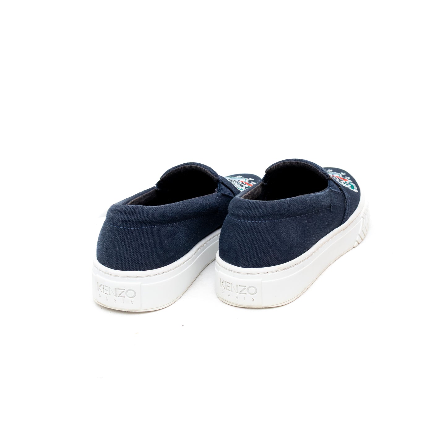 Women's Kenzo Paris Tiger Embroidered Slip-On Sneakers β Navy Blue US 7.5