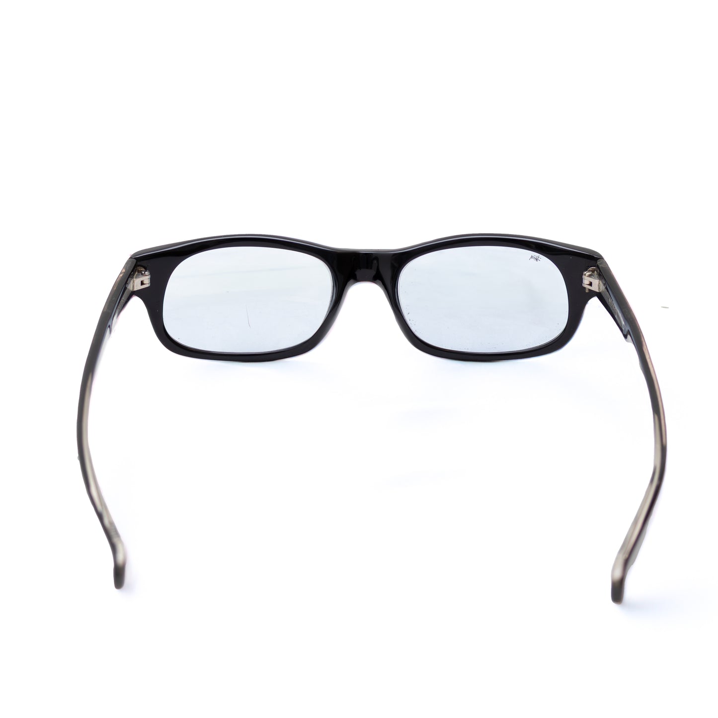 Stüssy Eyewear “Michael” Black Rectangular Glasses – Light Blue Lenses