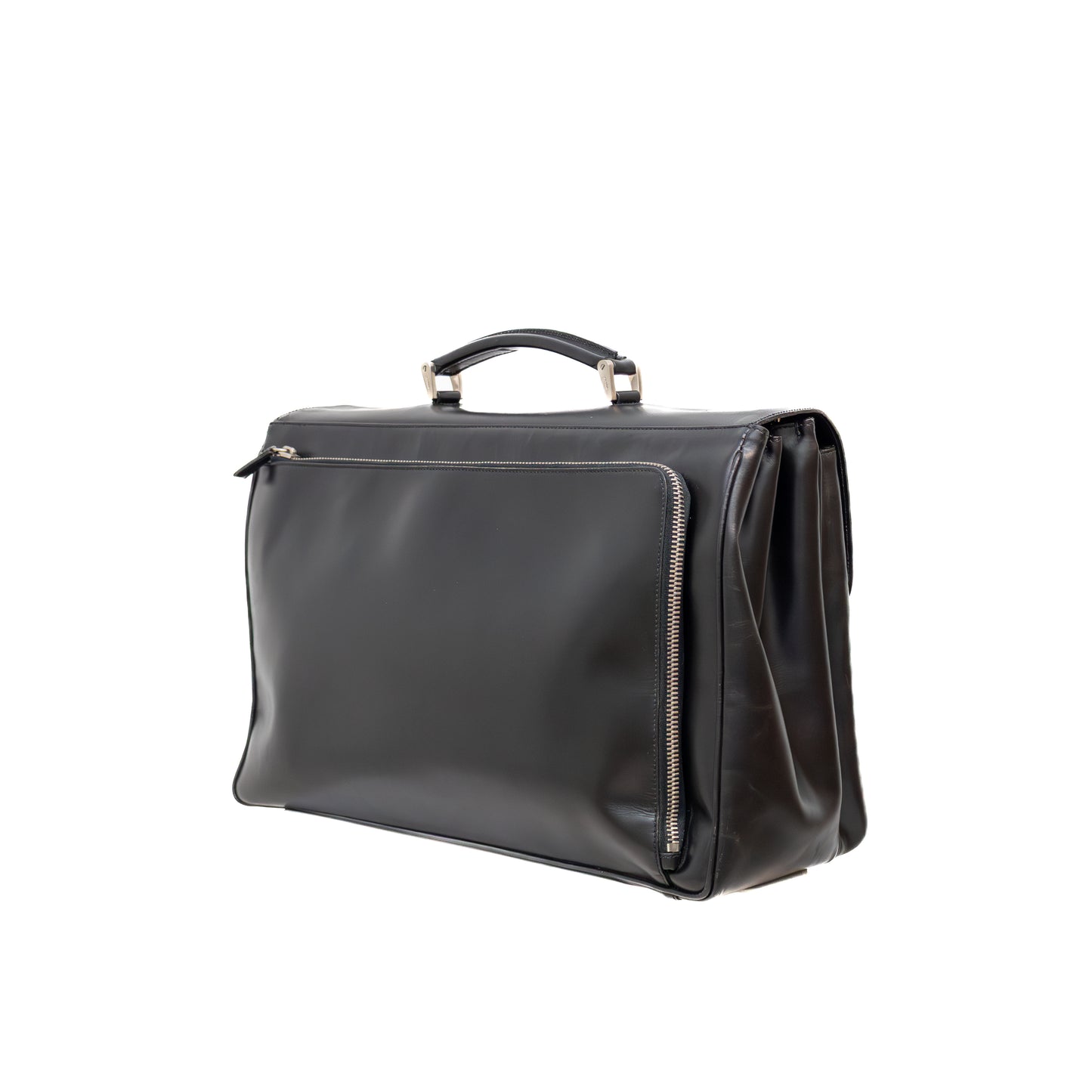 Prada Black Leather Double Pocket Briefcase – Made in Italy