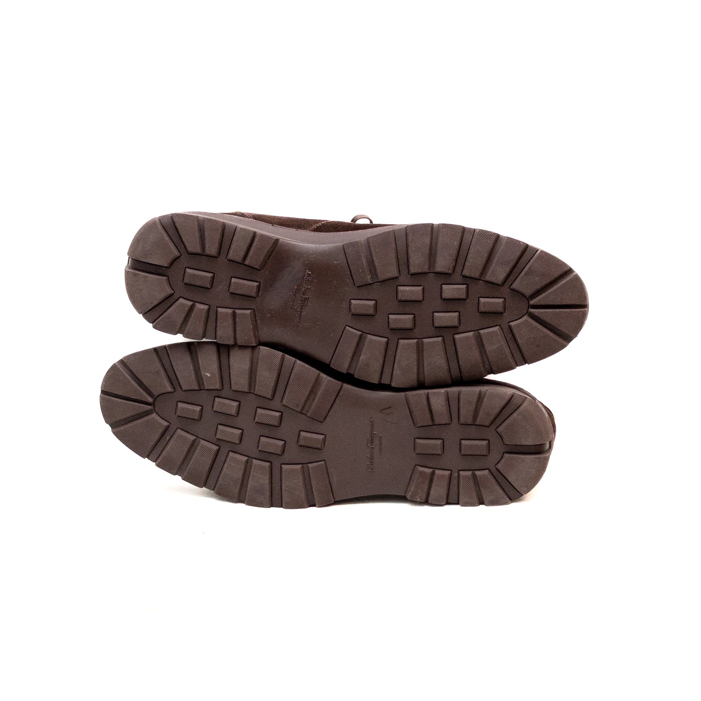 Salvatore Ferragamo Lace Up Derby in Brown Suede Men’s US:12