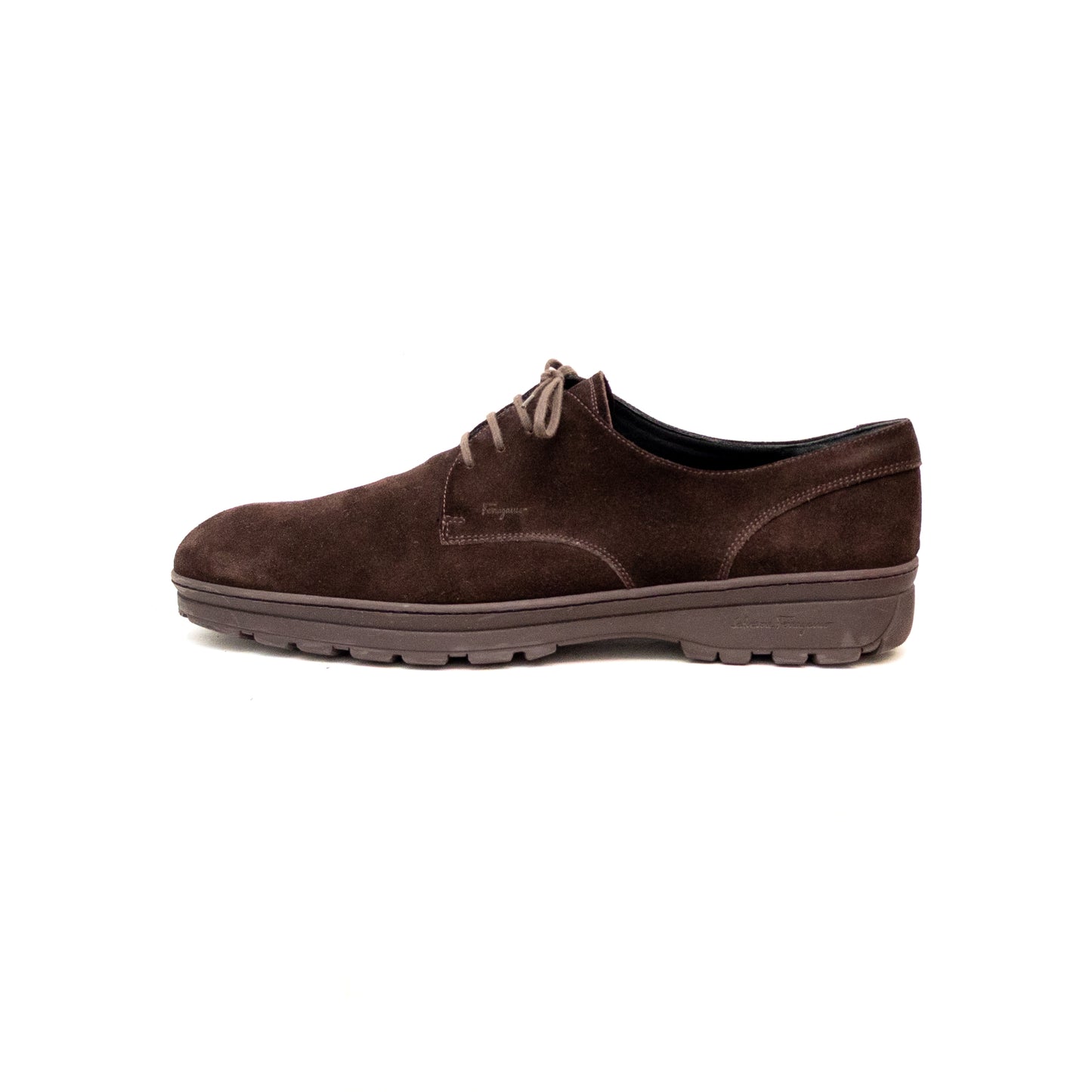 Salvatore Ferragamo Lace Up Derby in Brown Suede Men’s US:12