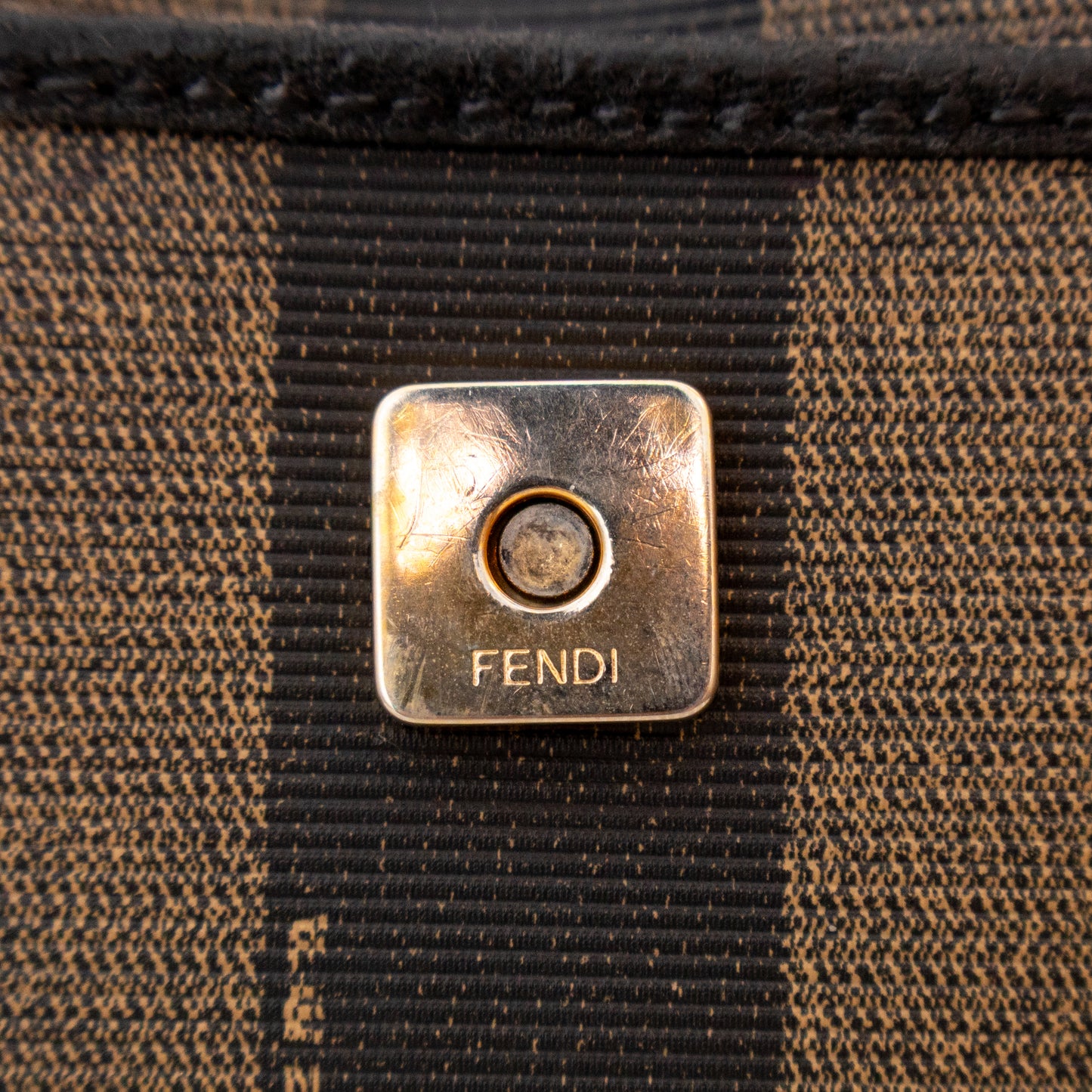 Vintage Fendi Pequin Stripe Crossbody Bag – Brown & Black Coated Canvas 