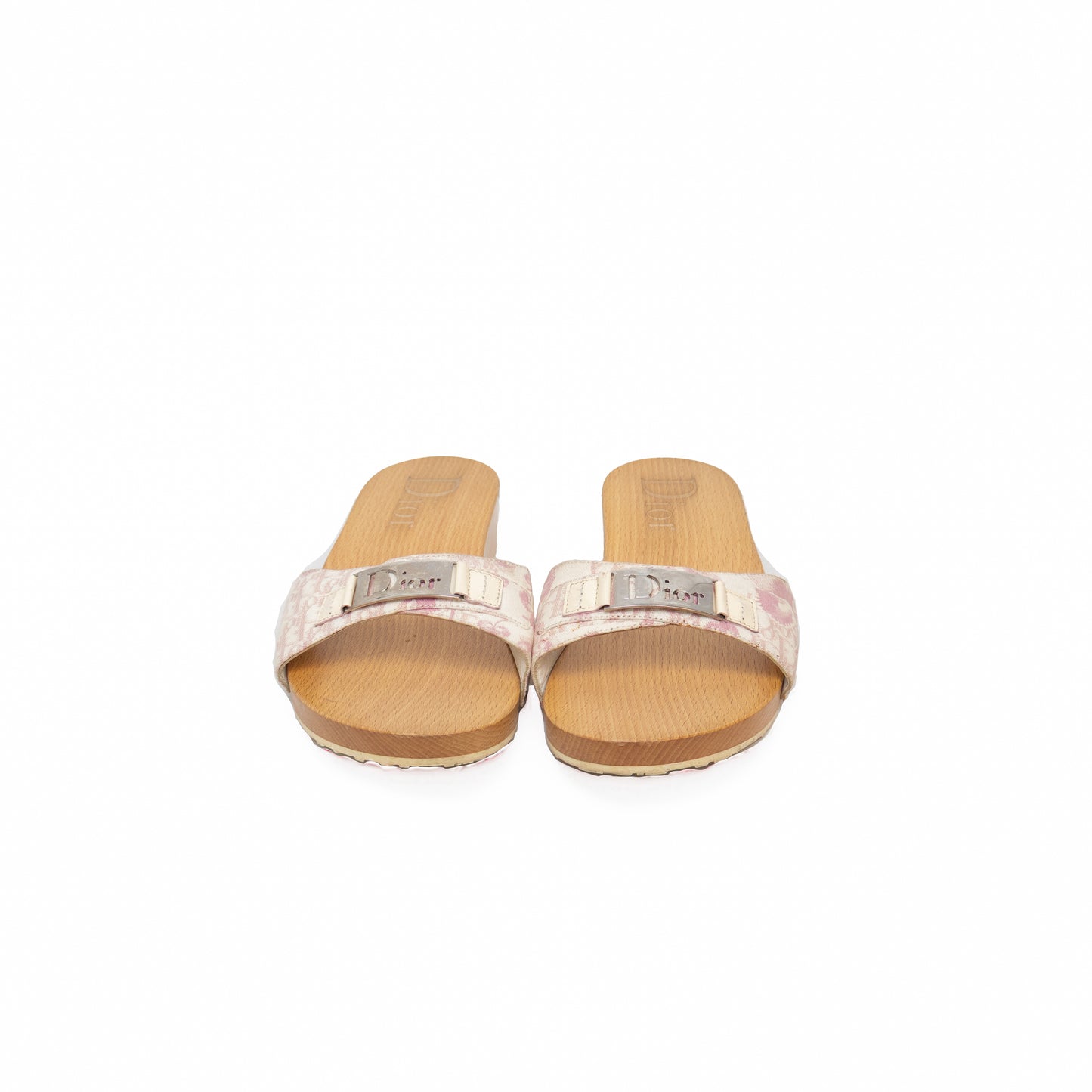 Christian Dior Pink Trotter Jacquard Wooden Slide Sandals Size 40 – Y2K Era by John Galliano