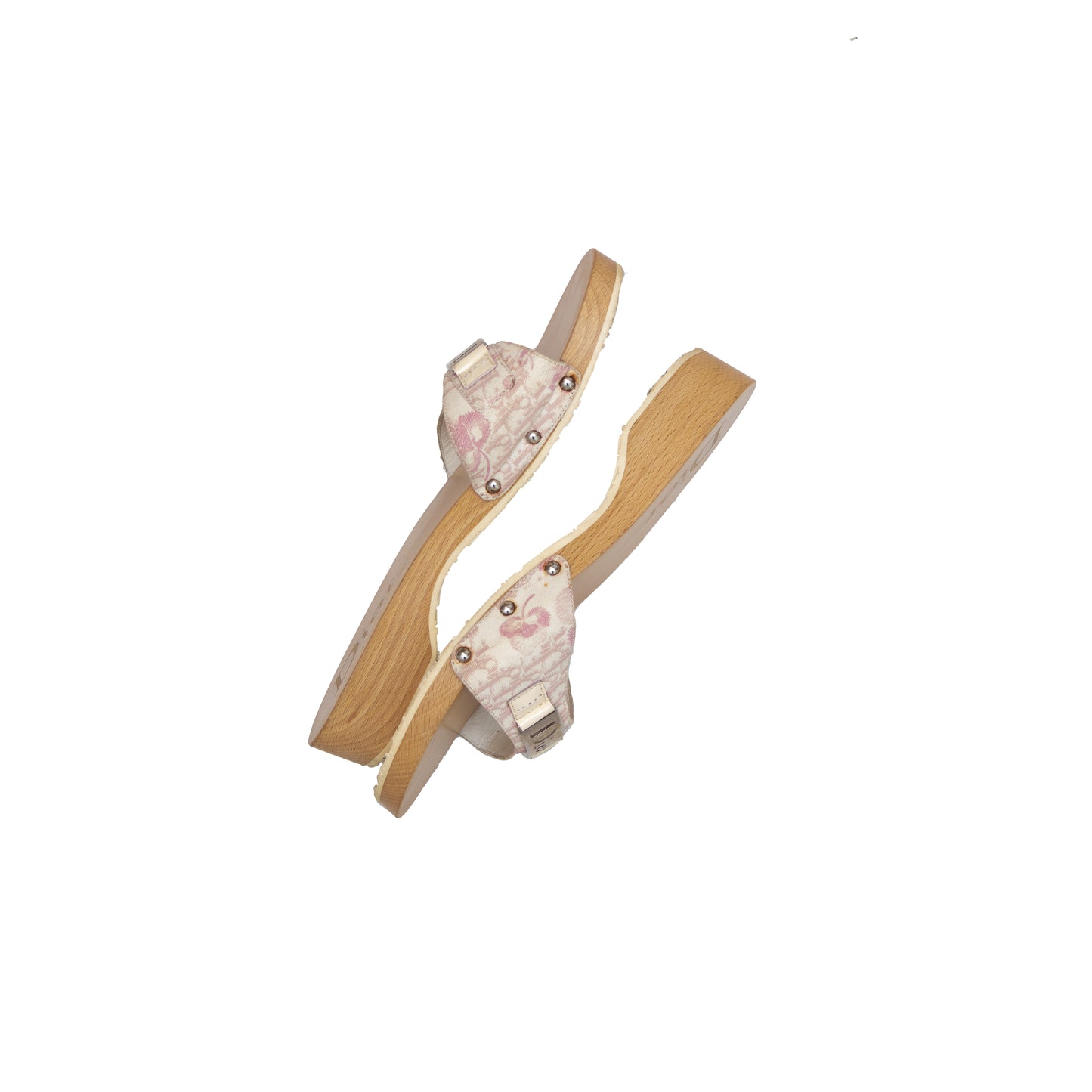 Christian Dior Pink Trotter Jacquard Wooden Slide Sandals Size 40 – Y2K Era by John Galliano