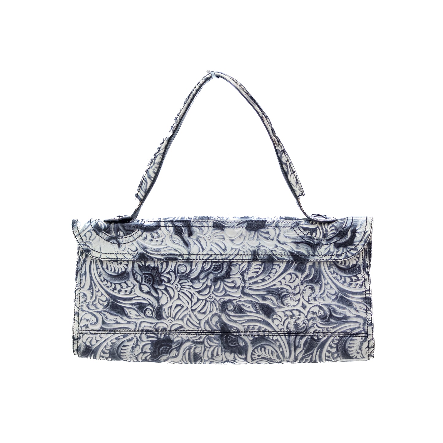 RARE 90s Fendi Embossed Floral Leather Baguette Clutch Bag
