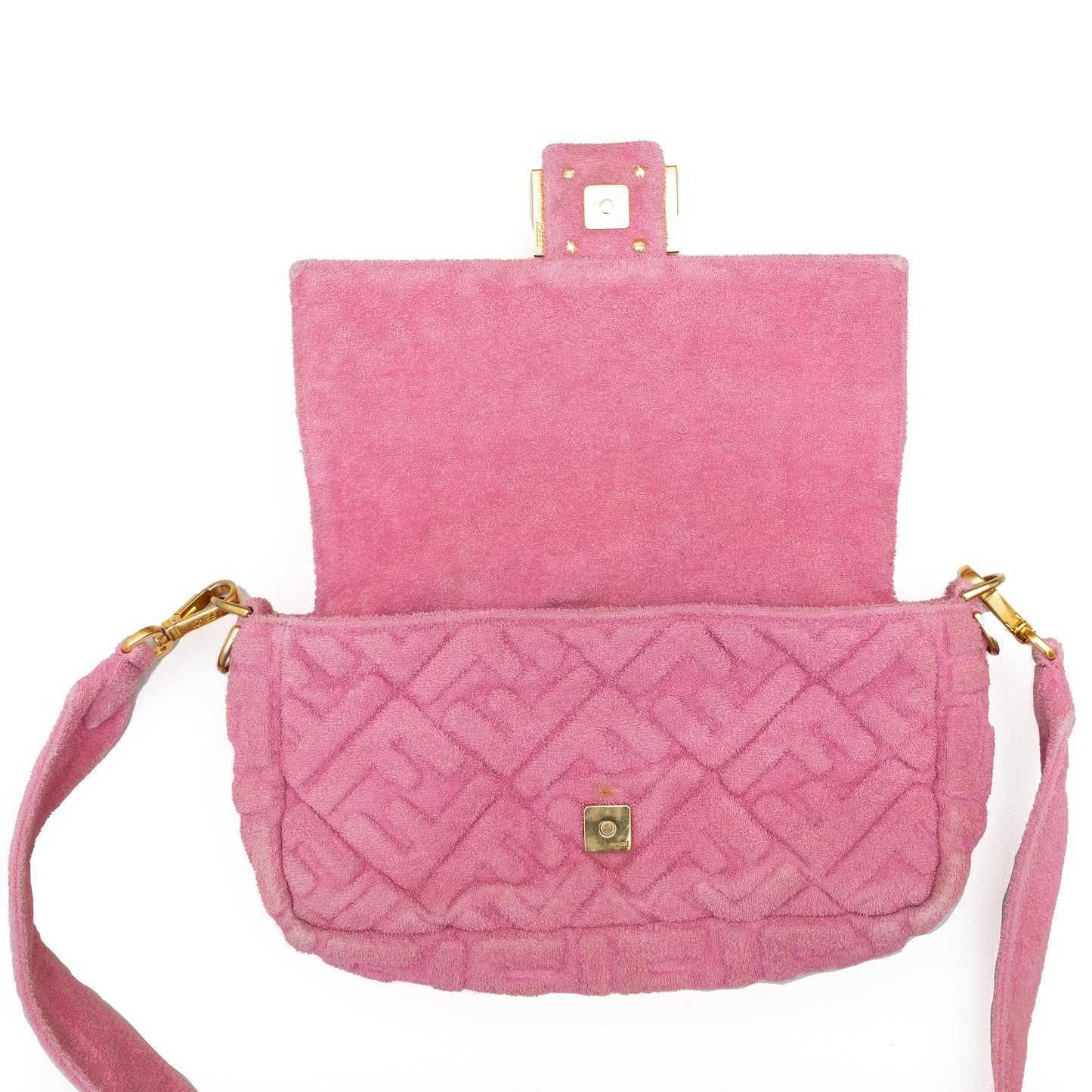 Fendi Pink Terrycloth FF Medium Baguette Bag – Made in Italy