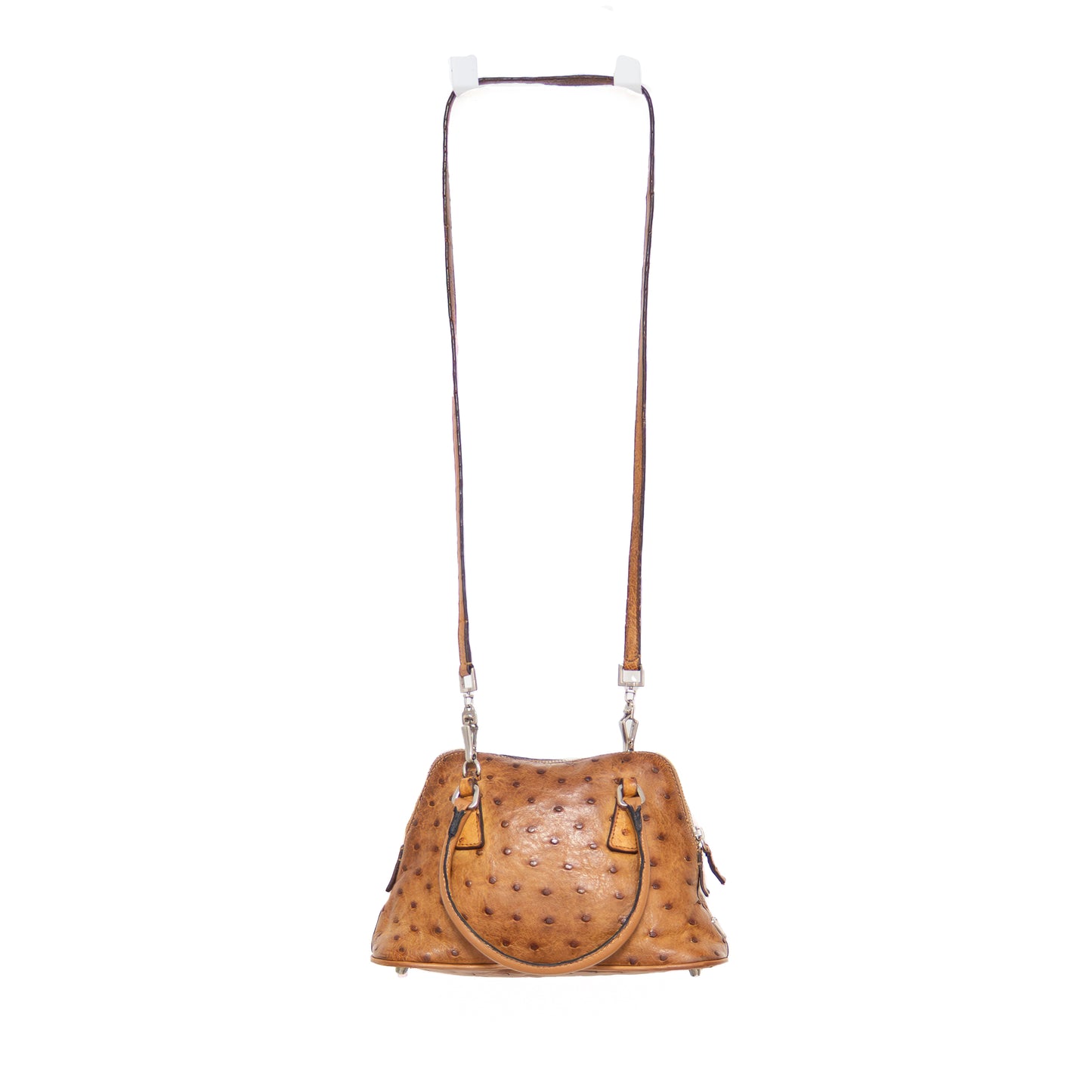 RARE Prada Ostrich Leather Mini Pyramid Handbag