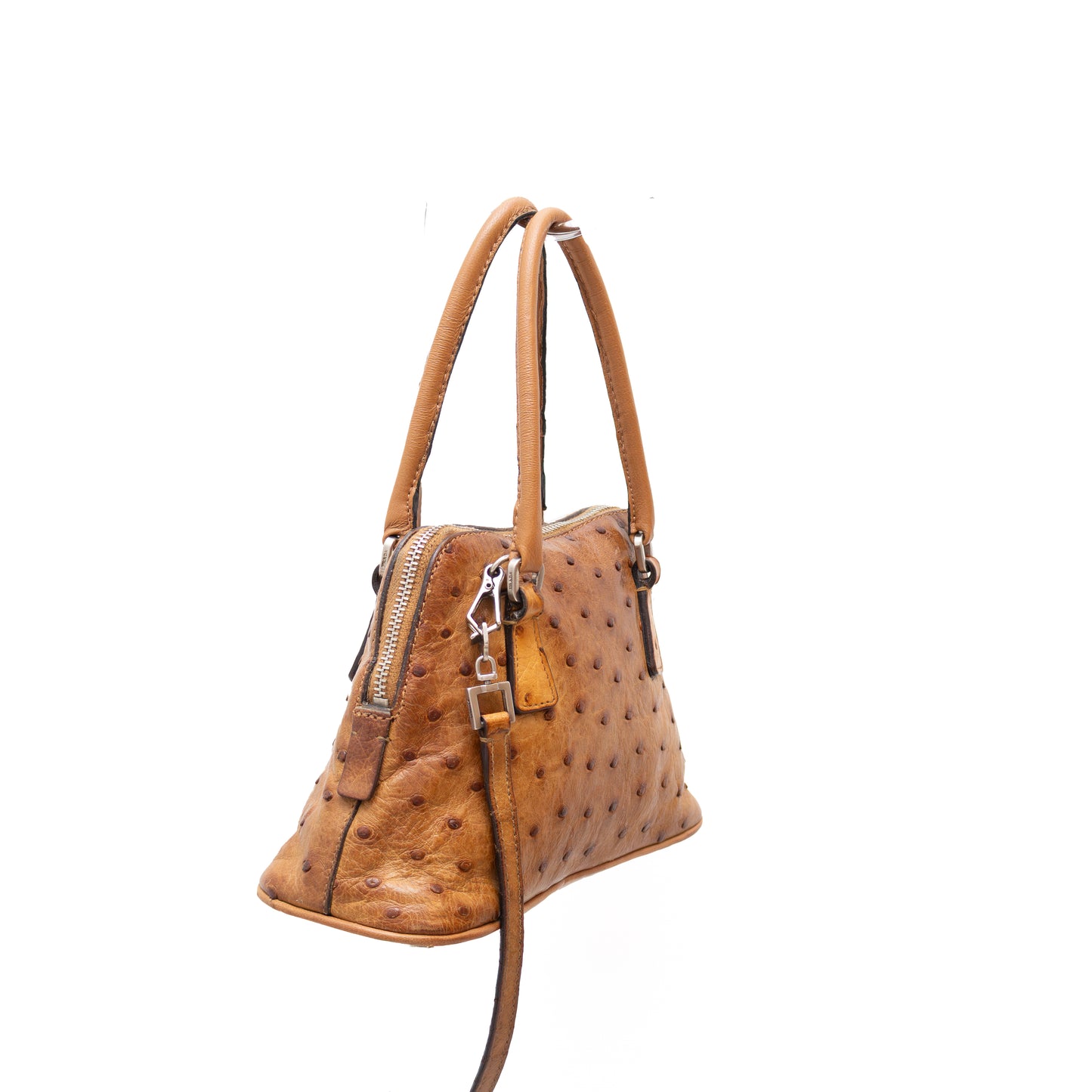 RARE Prada Ostrich Leather Mini Pyramid Handbag