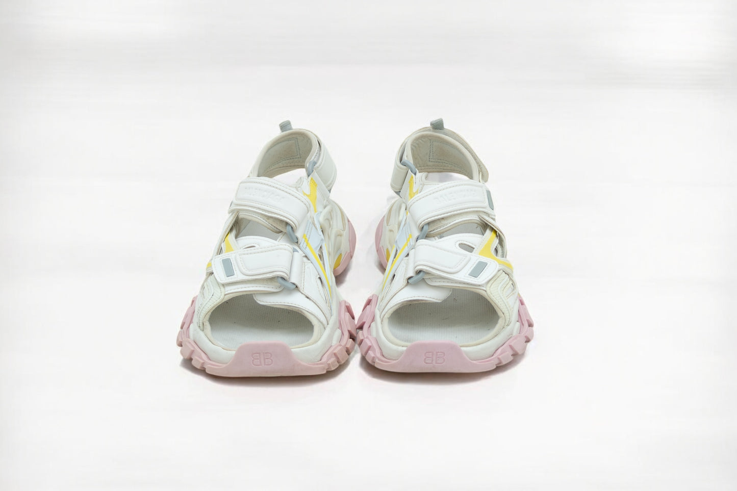 Balenciaga White & Pink Track Sport Sandals US 10/ EU 40