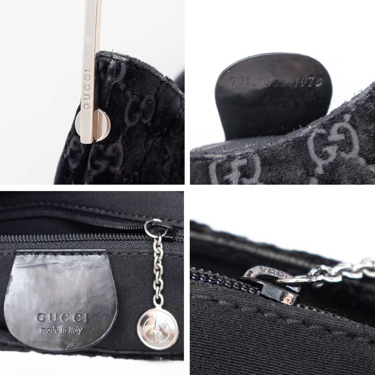 Rare 1997 Gucci by Tom Ford Runway Velvet Shoulder Bag – Chrome Handle – Monogram Guccissima