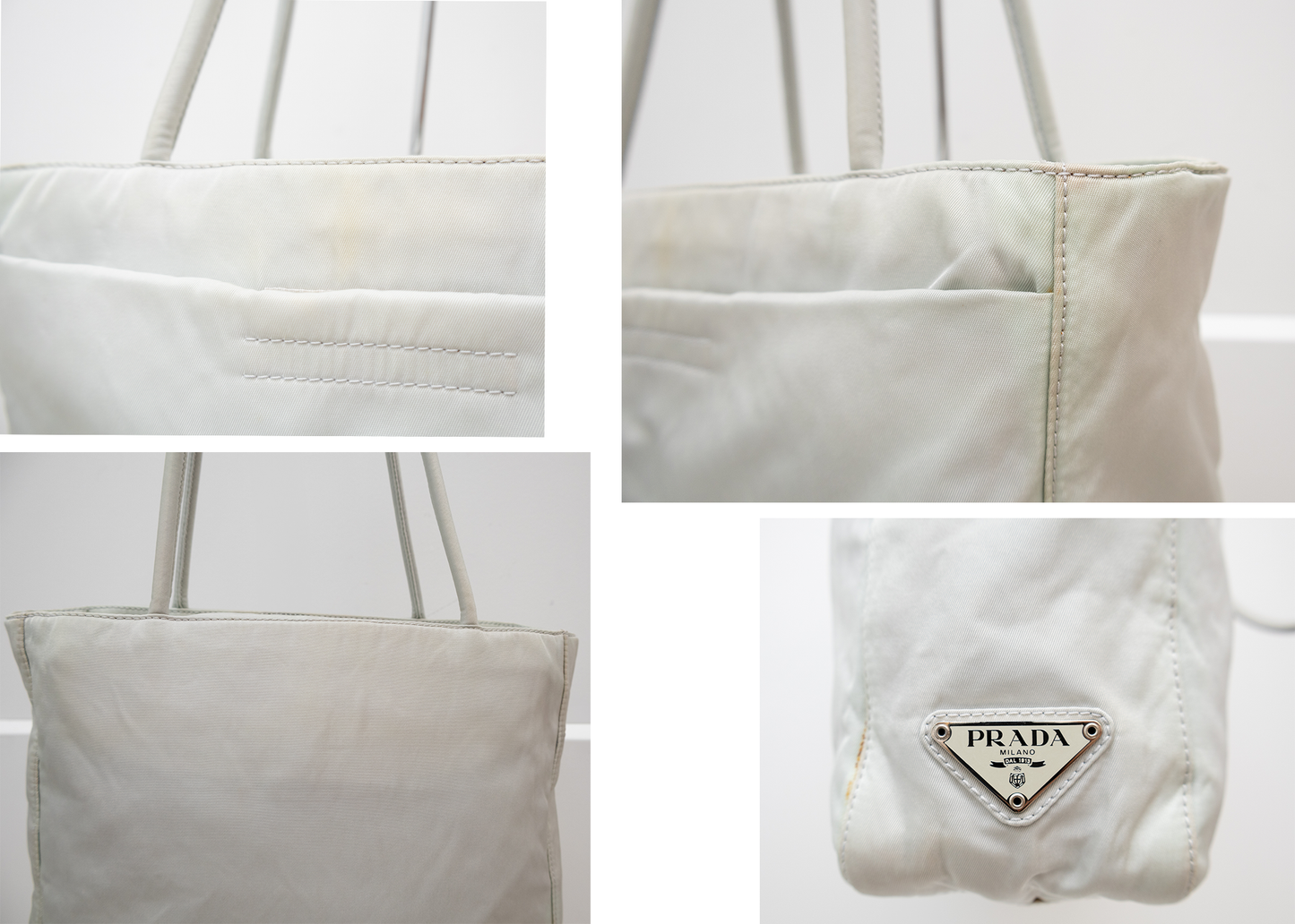 Prada White Nylon Shoulder Tote Bag – Made in Italy