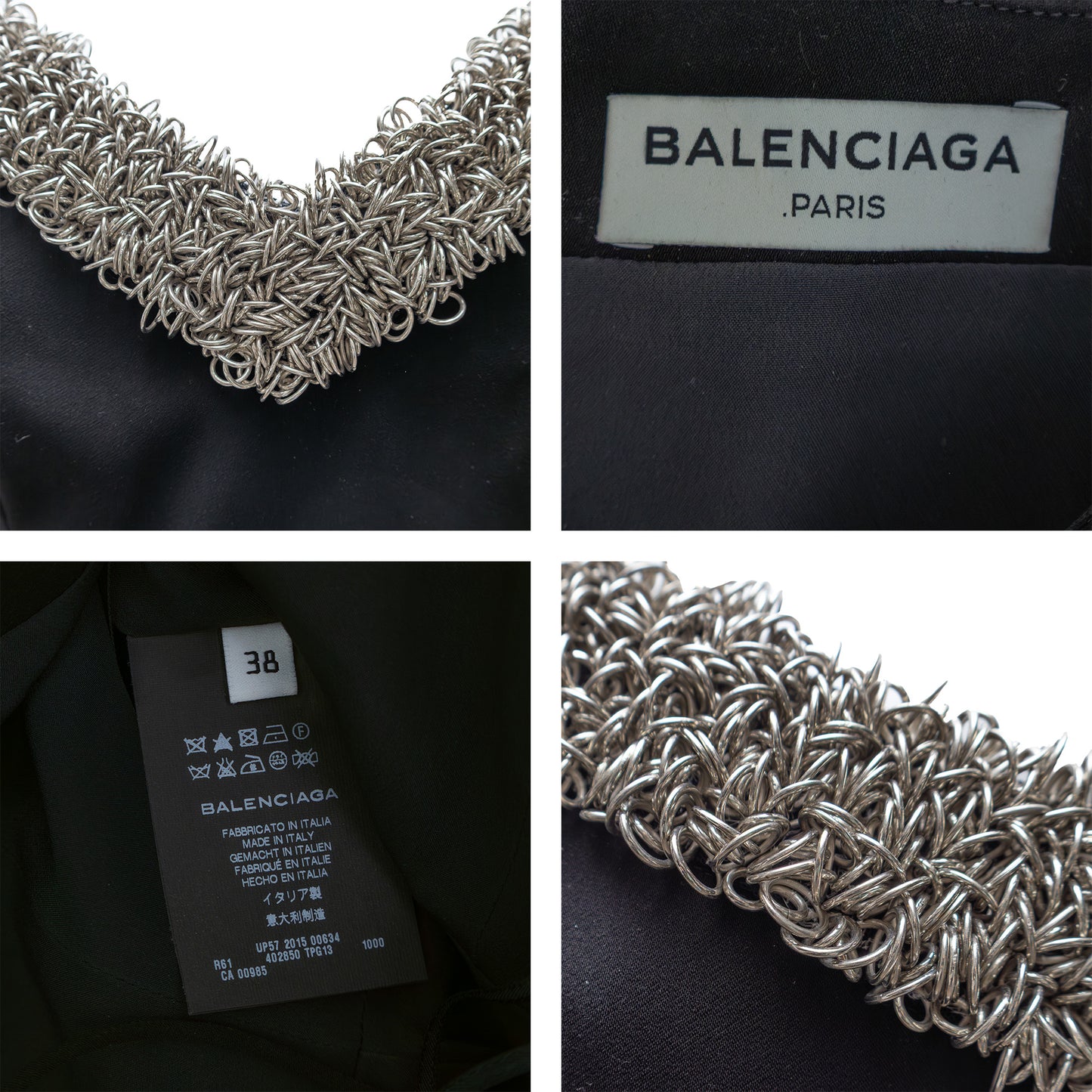 Rare Balenciaga Paris Embellished Slip Dress – Black – Size 38 (EU)