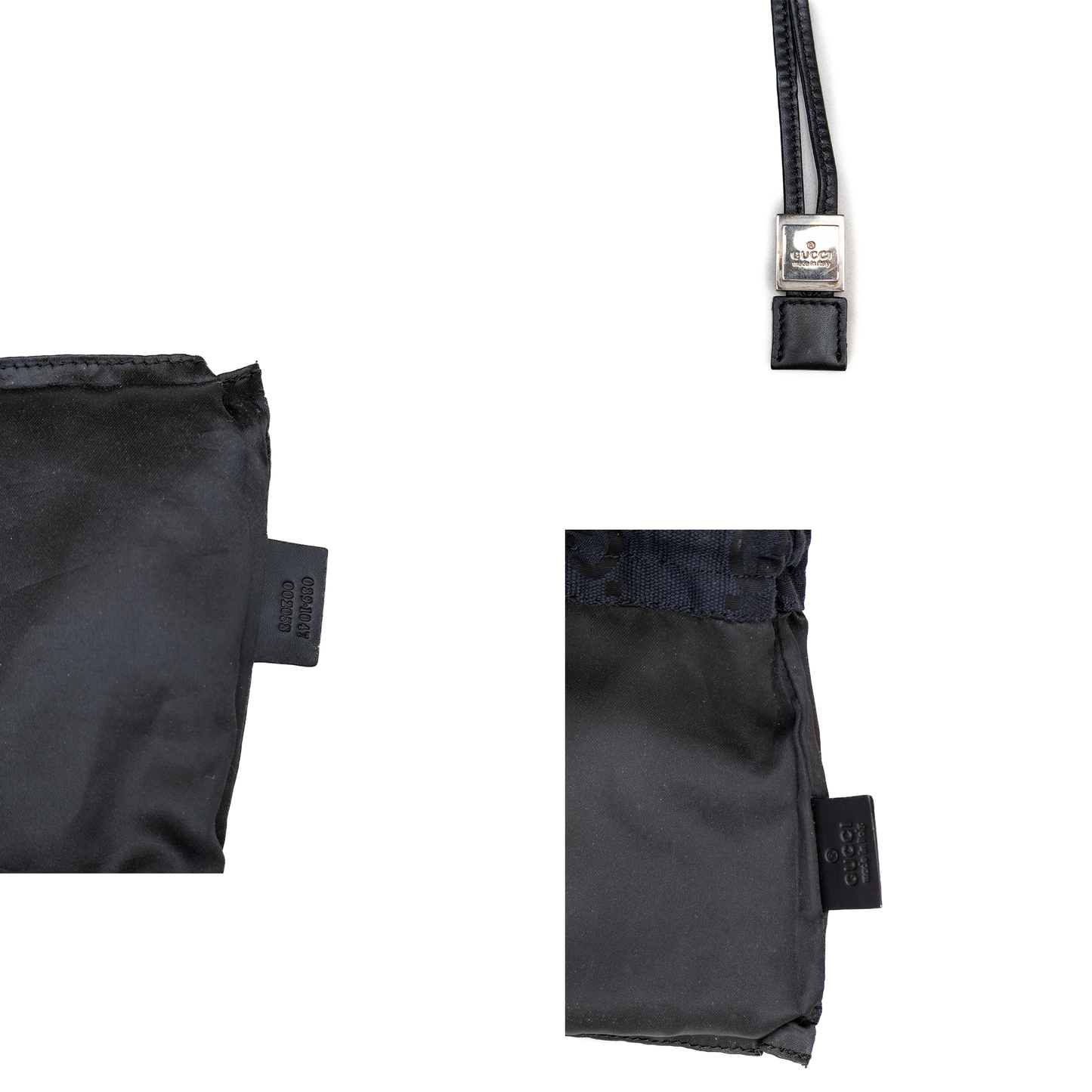 Rare Gucci Drawstring Bag Gg Pattern Leather Canvas Black Wallet Pouch