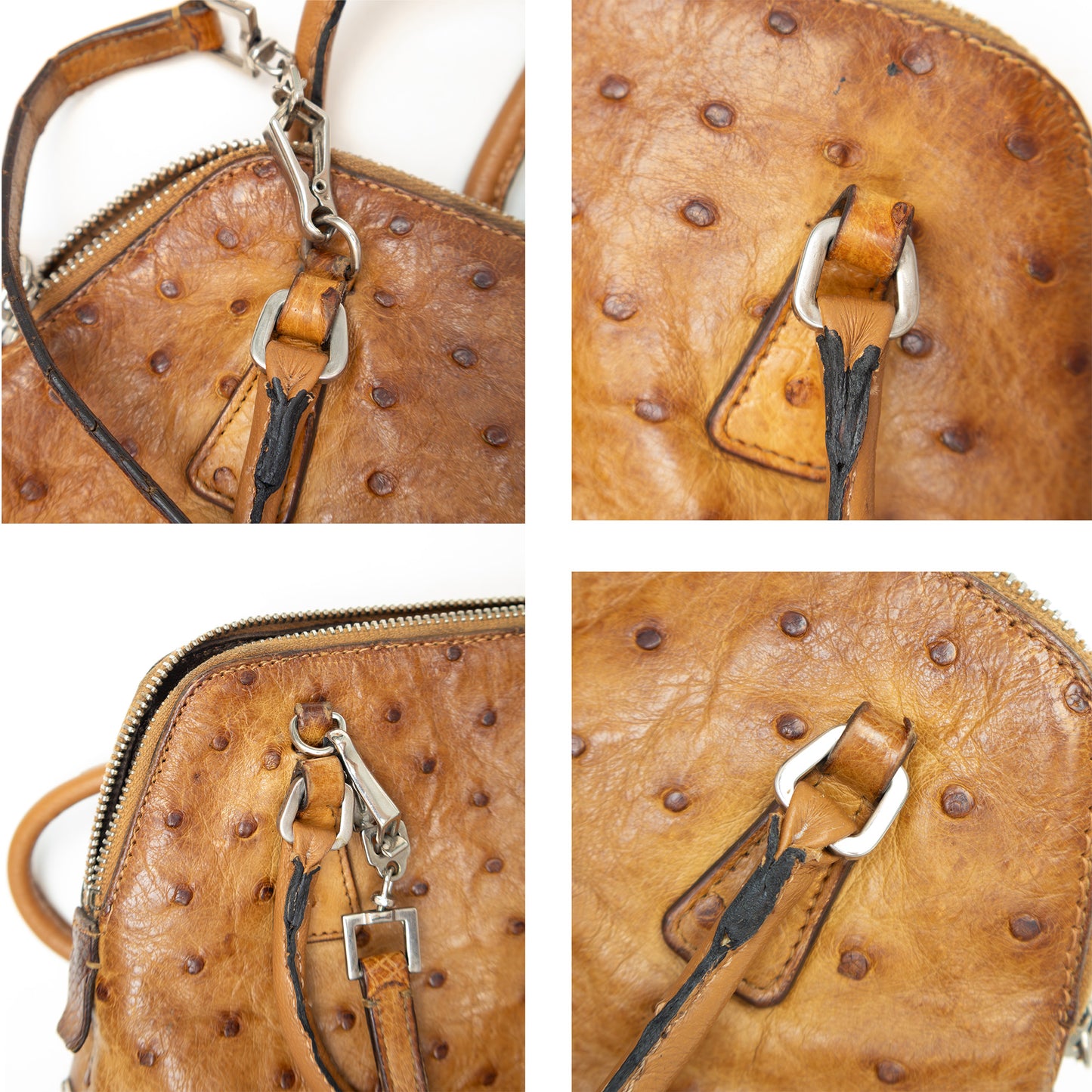 RARE Prada Ostrich Leather Mini Pyramid Handbag