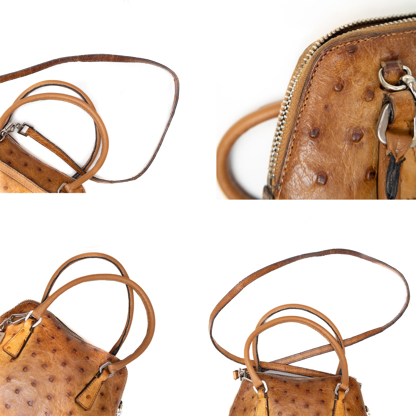 RARE Prada Ostrich Leather Mini Pyramid Handbag