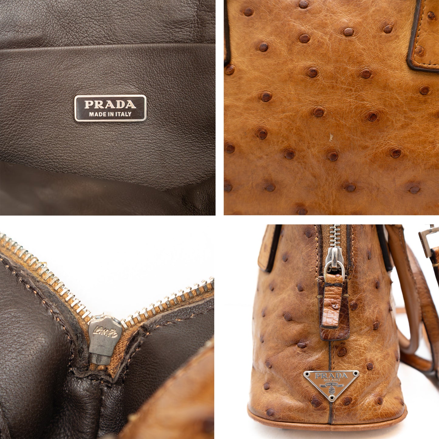 RARE Prada Ostrich Leather Mini Pyramid Handbag