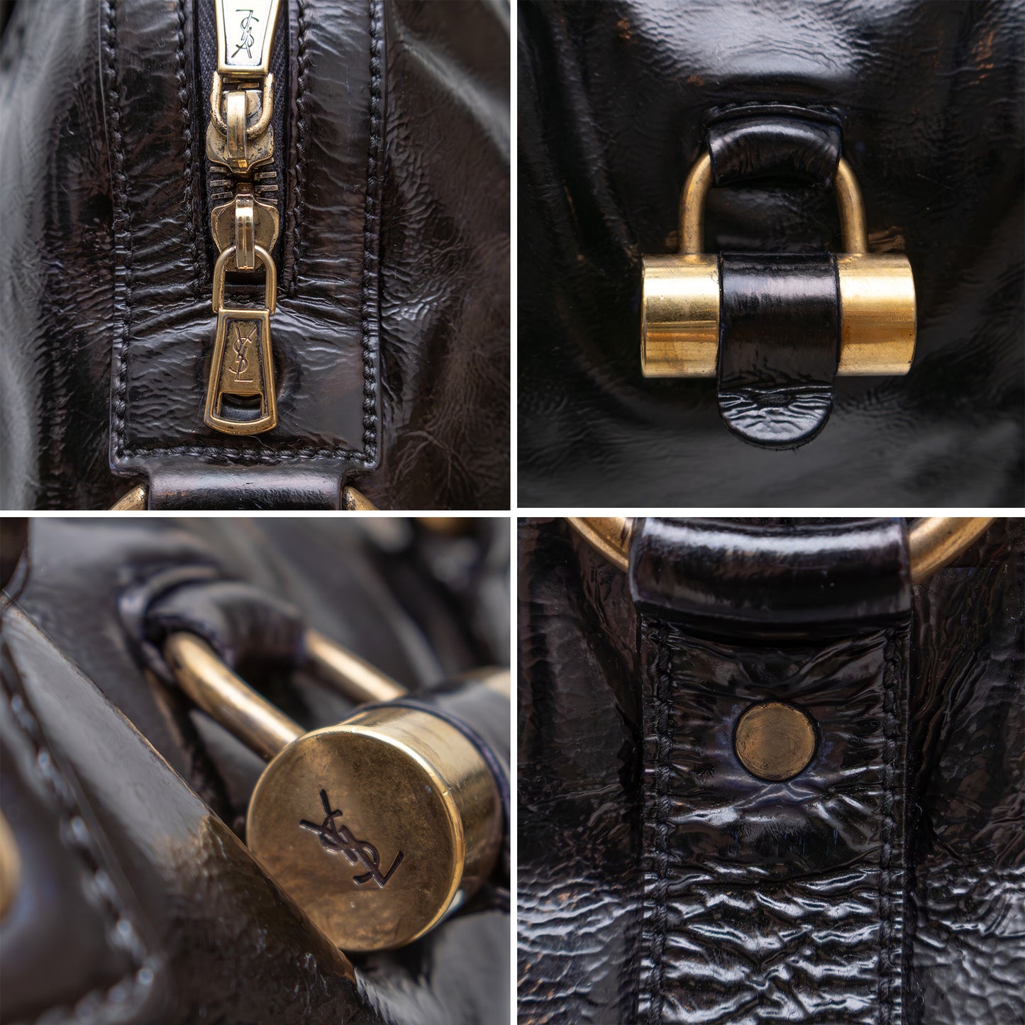 Yves Saint Laurent Muse Black Patent Leather Bag – Large Dome Satchel