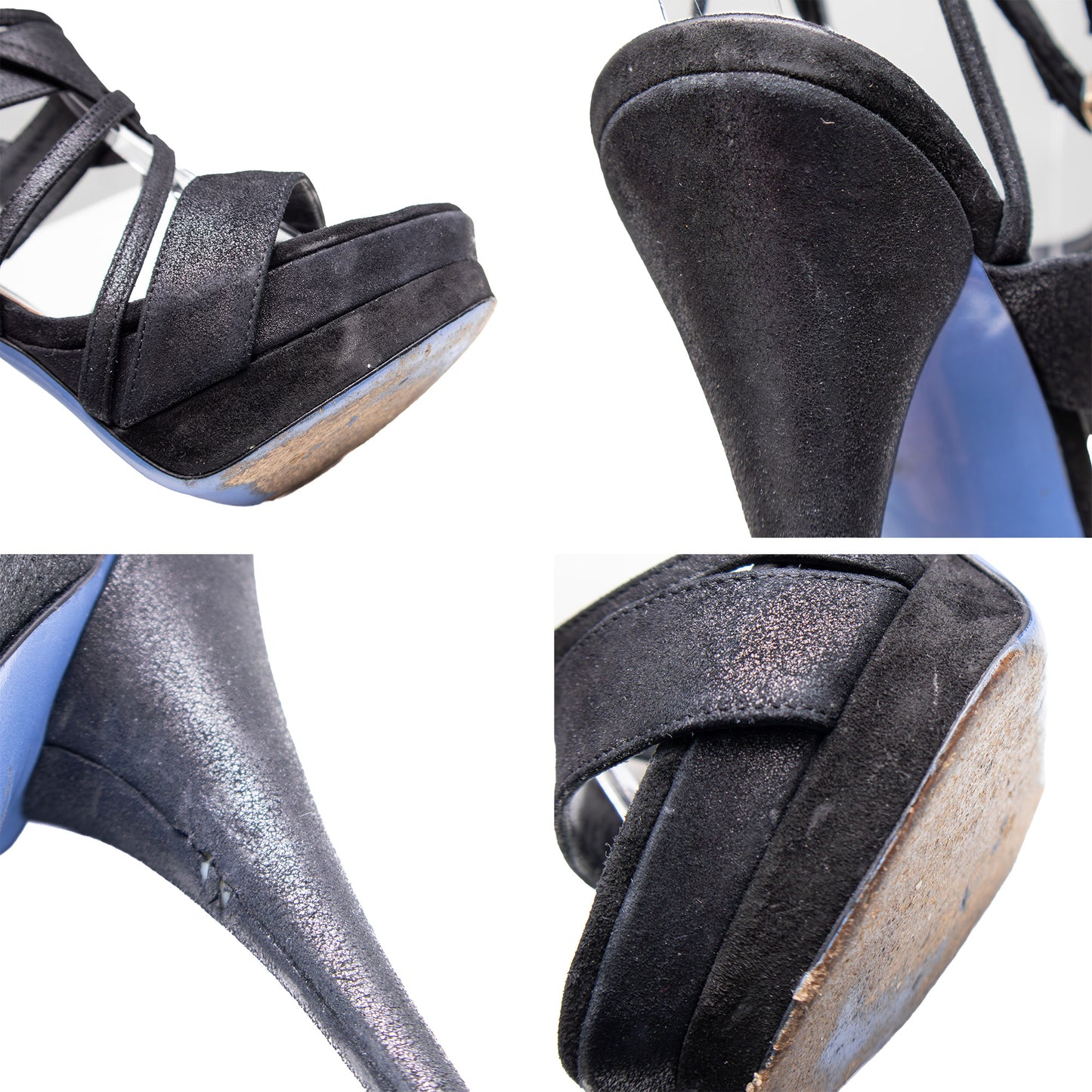 Versace Black Suede Crisscross Platform Sandals – Size 39 EU / 6 UK / 9 US