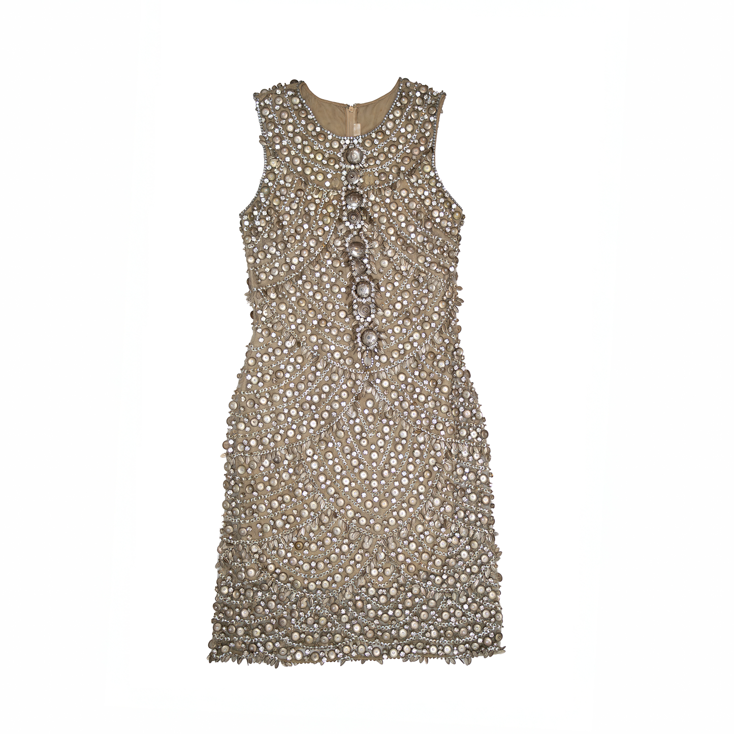 Vintage Naeem Khan Embellished Silk Mini Dress – Size US 8 – Made in USA