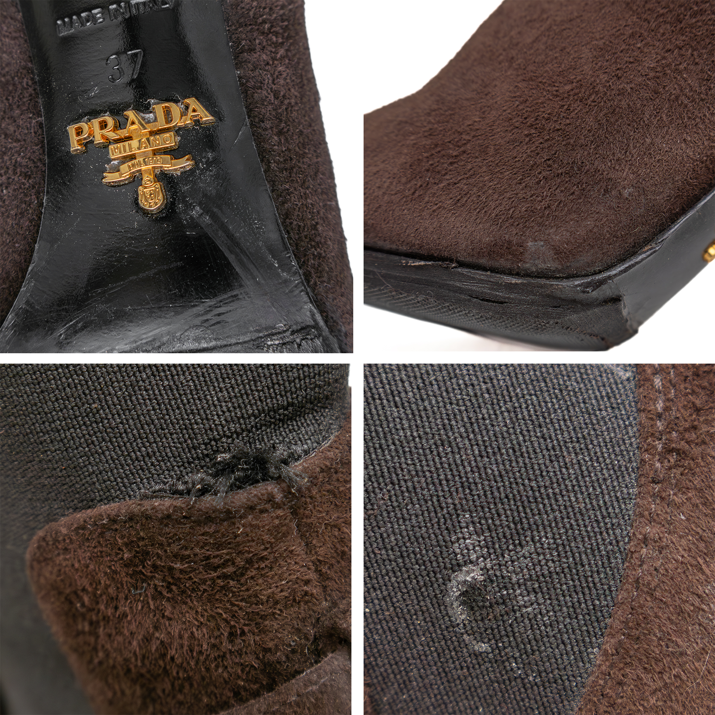 Prada Women’s Brown Suede Stiletto Ankle Boots – Size EU 37 (US 6.5 – 7)